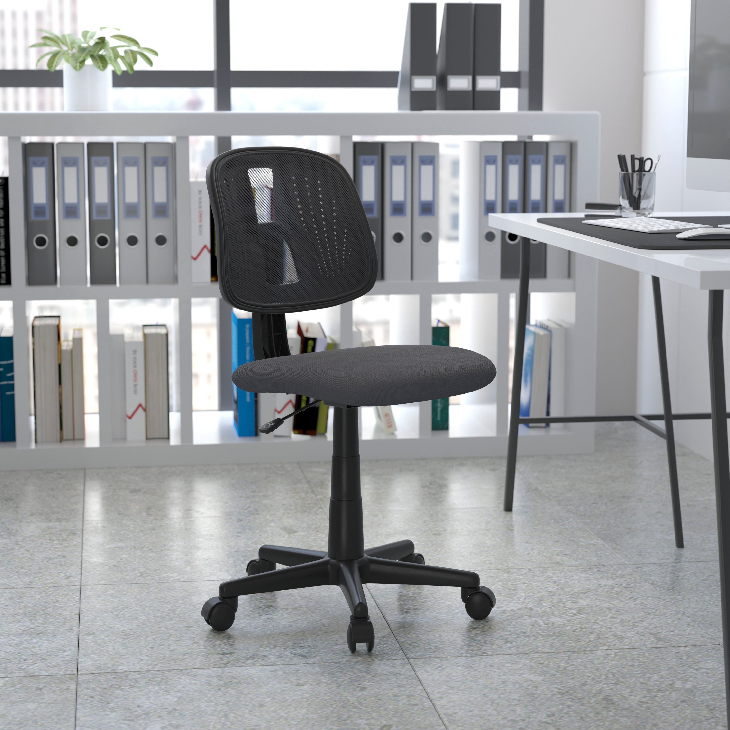 Flash Fundamentals Mid-Back Gray Mesh Swivel Task Office Chair with Pivot Back