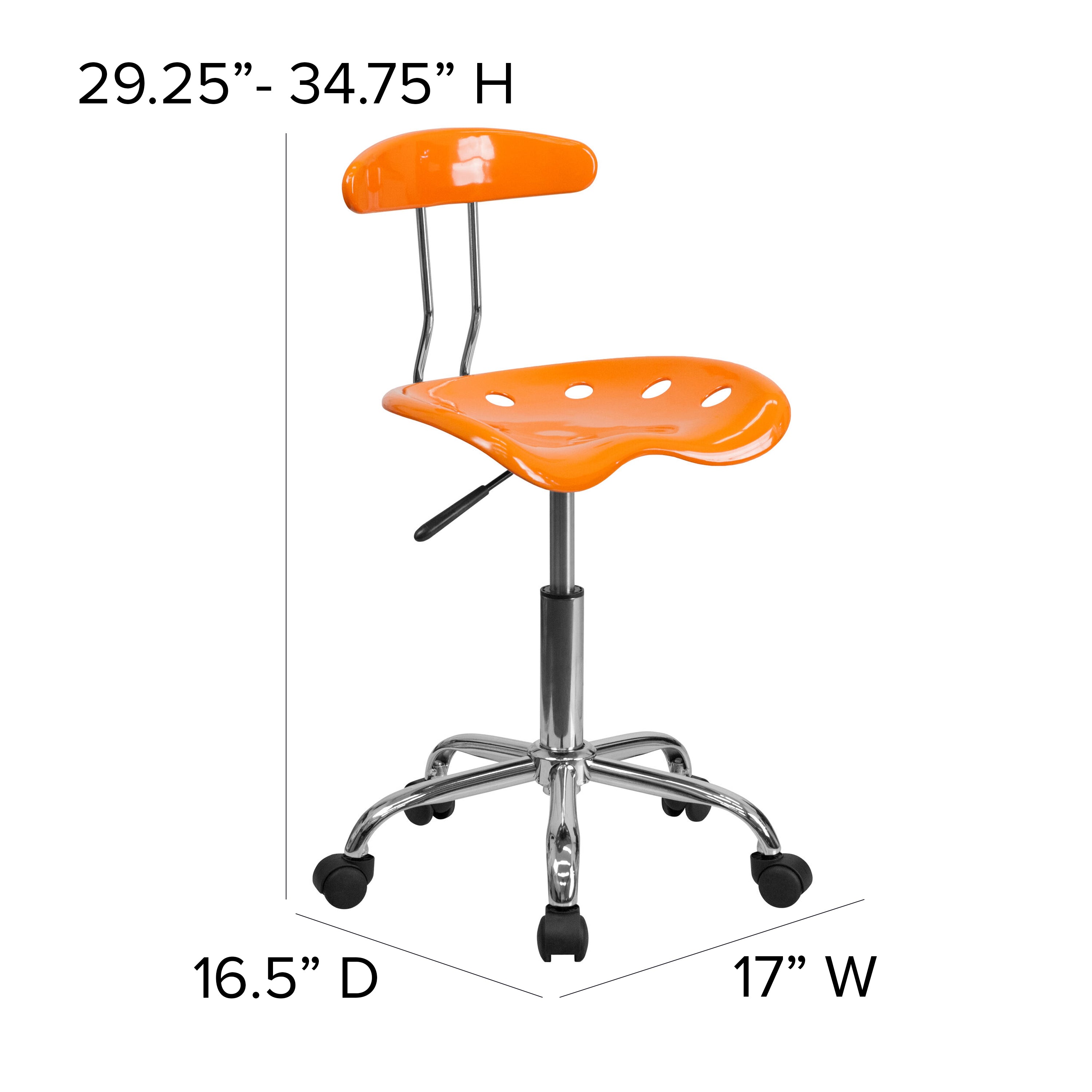 Elliott Vibrant Orange and Chrome Swivel Task Office Chair with Tractor Seat