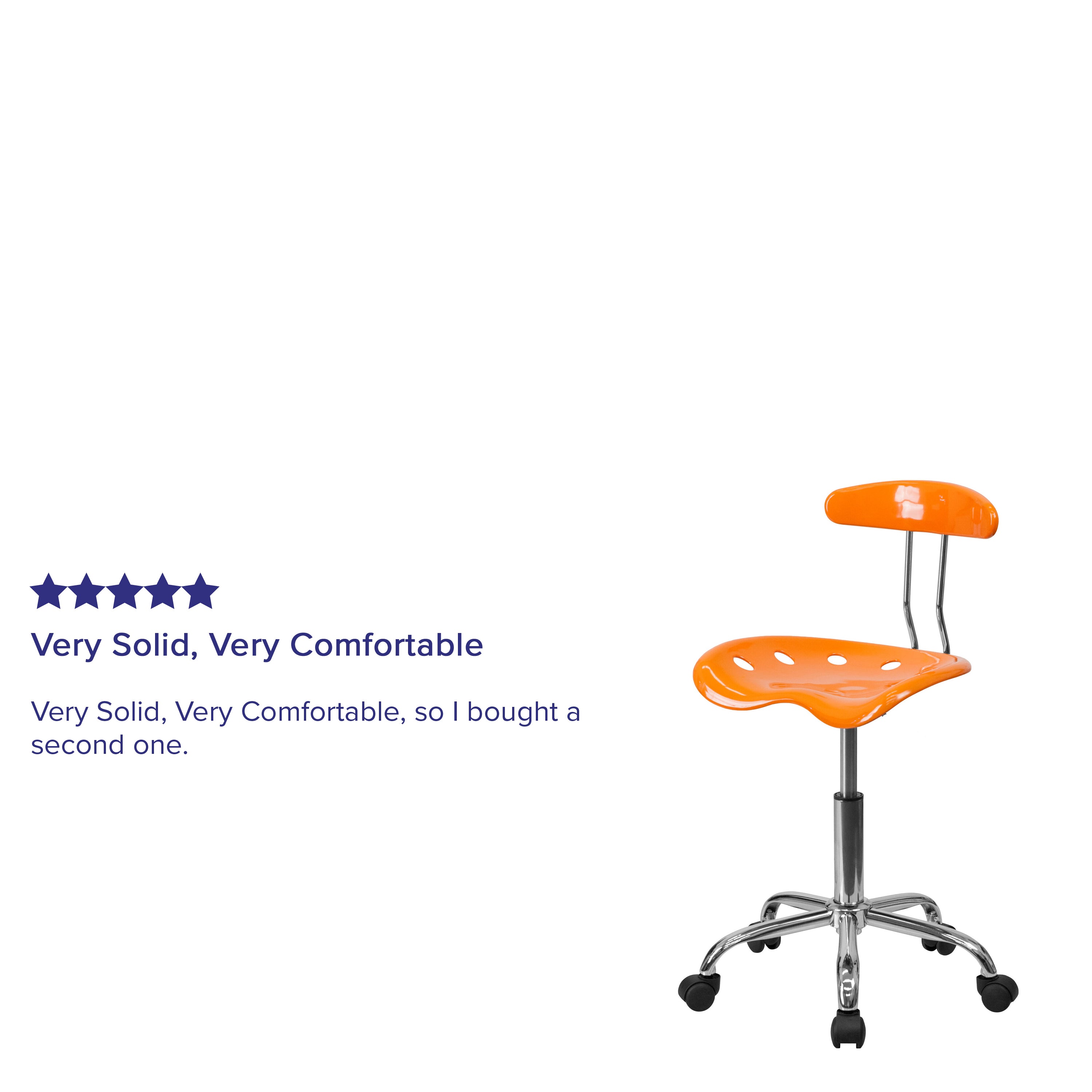 Elliott Vibrant Orange and Chrome Swivel Task Office Chair with Tractor Seat