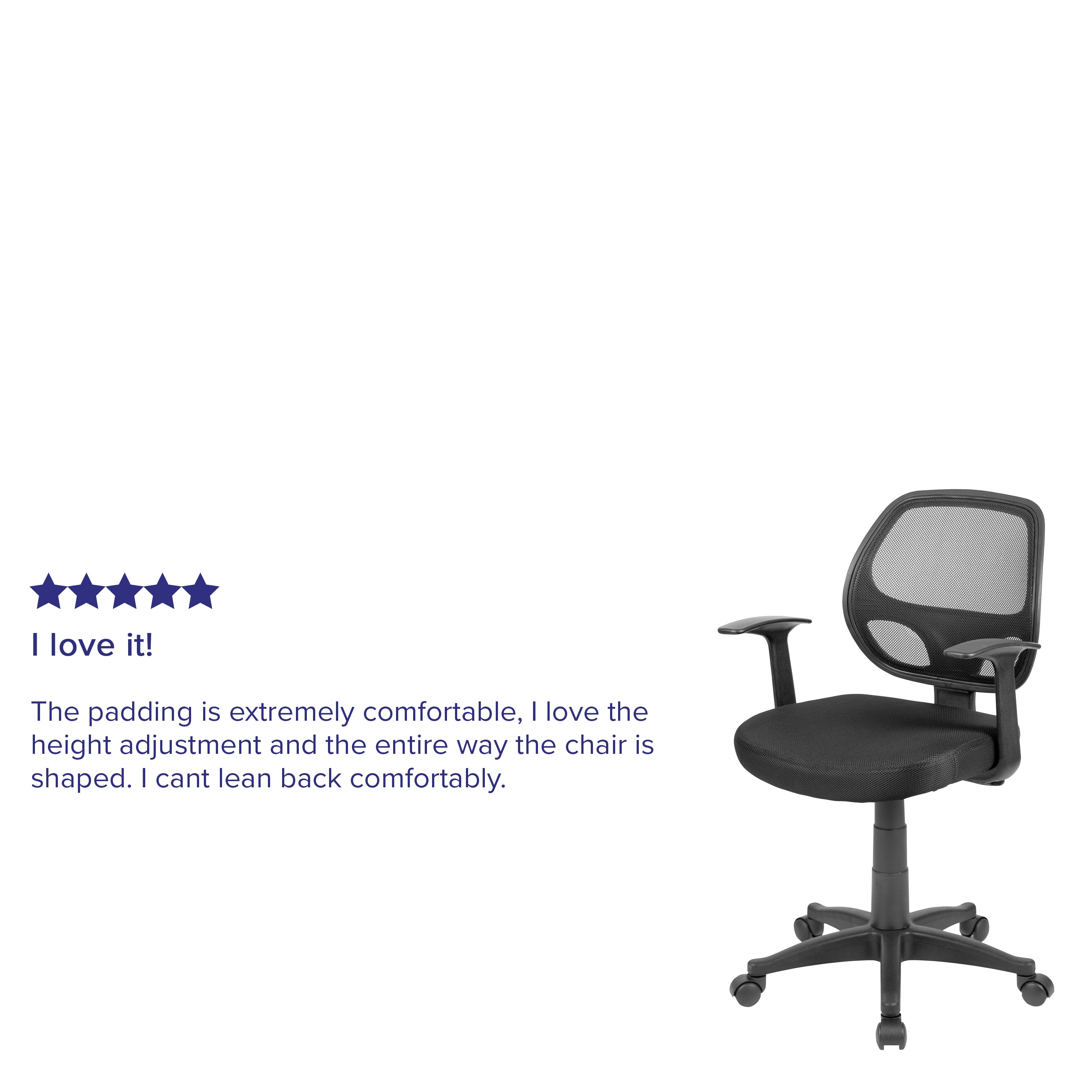 Mallard Mid-Back Black Mesh Swivel Ergonomic Task Office Chair with T-Arms - Desk Chair