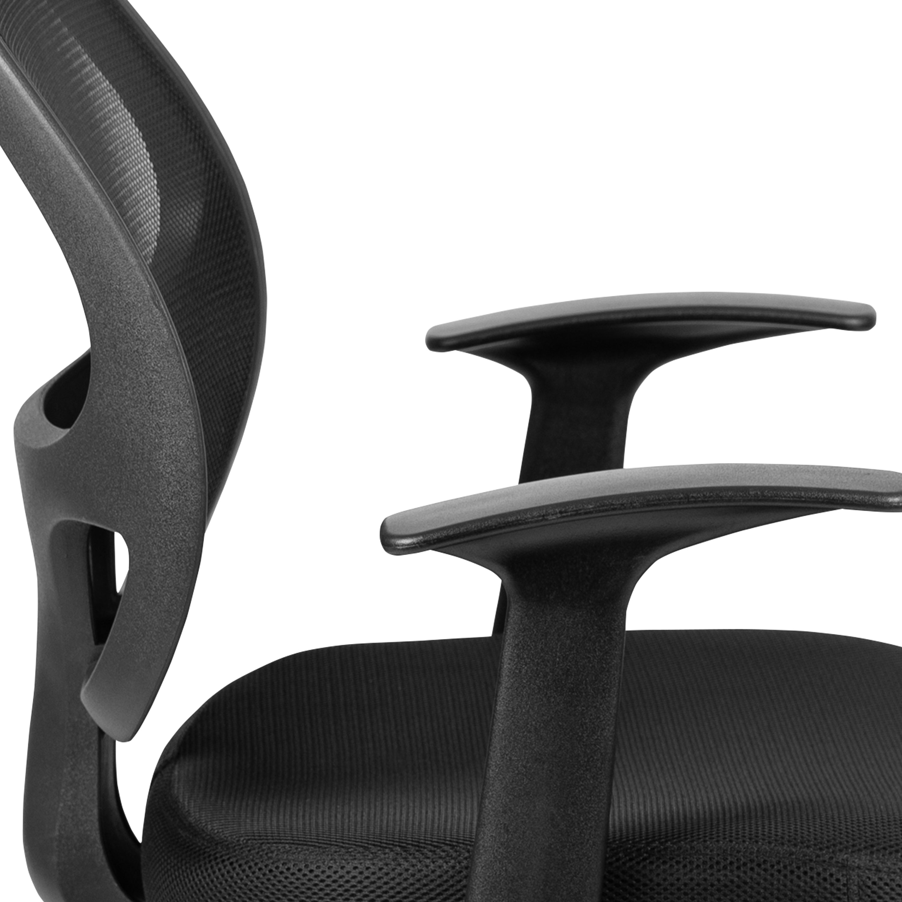 Mallard Mid-Back Black Mesh Swivel Ergonomic Task Office Chair with T-Arms - Desk Chair