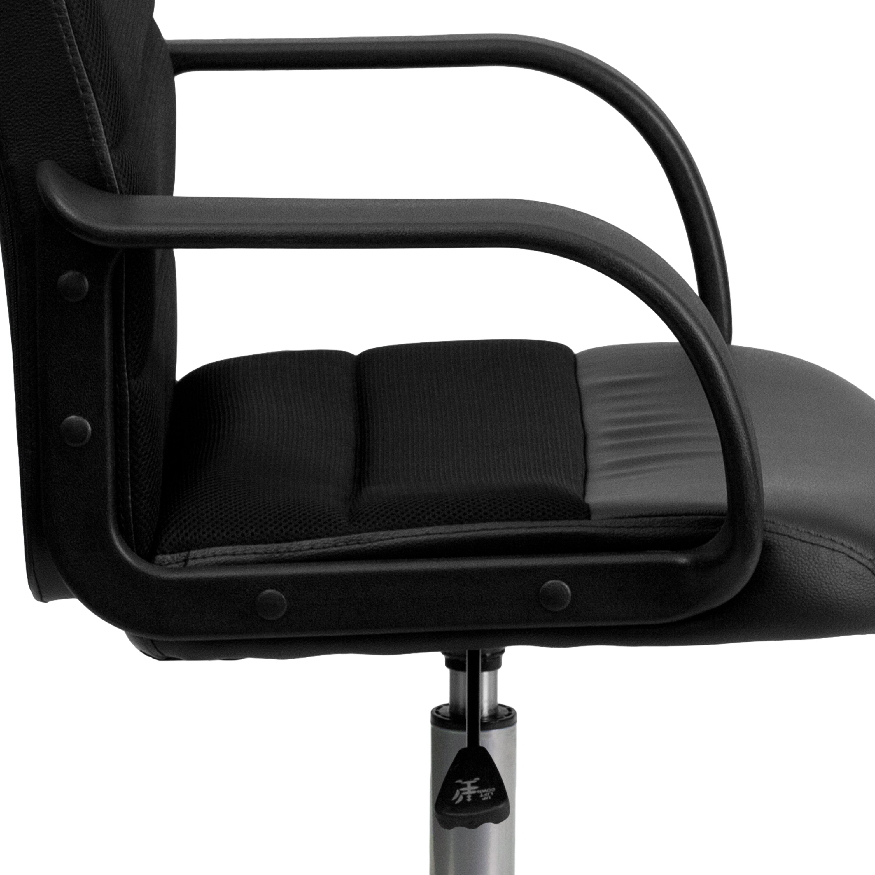 Manor Mid-Back Black LeatherSoft and Mesh Swivel Task Office Chair with Arms
