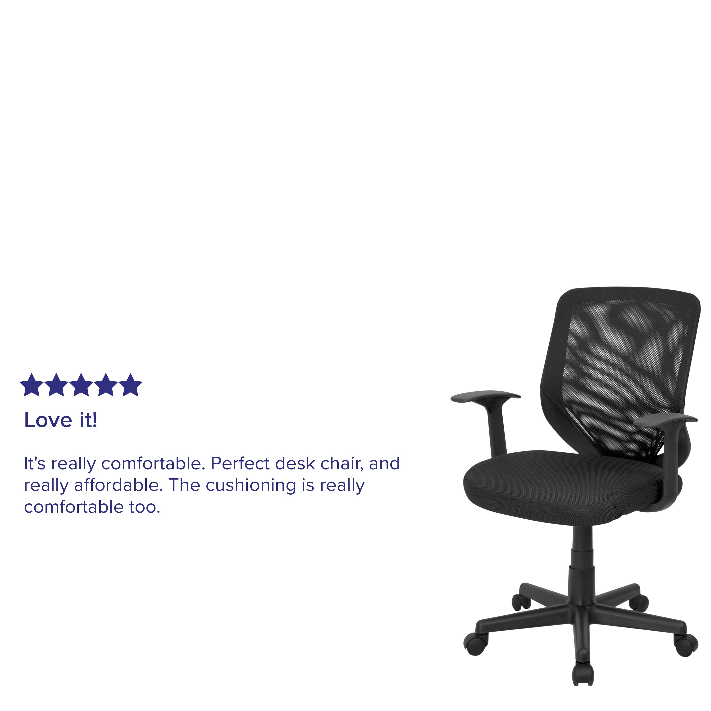 Norris Mid-Back Black Mesh Tapered Back Swivel Task Office Chair with T-Arms