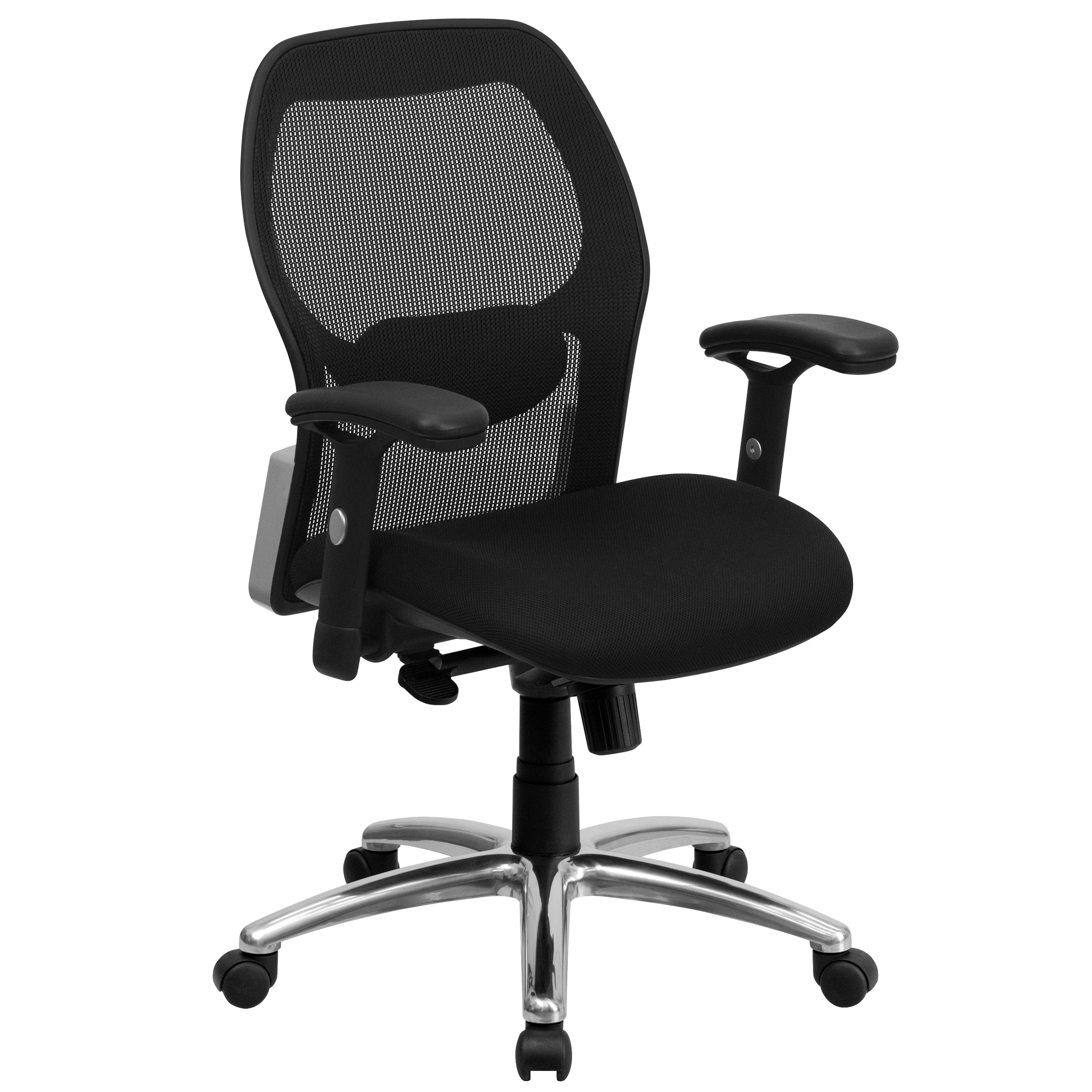 Albert Mid-Back Black Super Mesh Executive Swivel Office Chair with Knee Tilt Control and Adjustable Lumbar & Arms