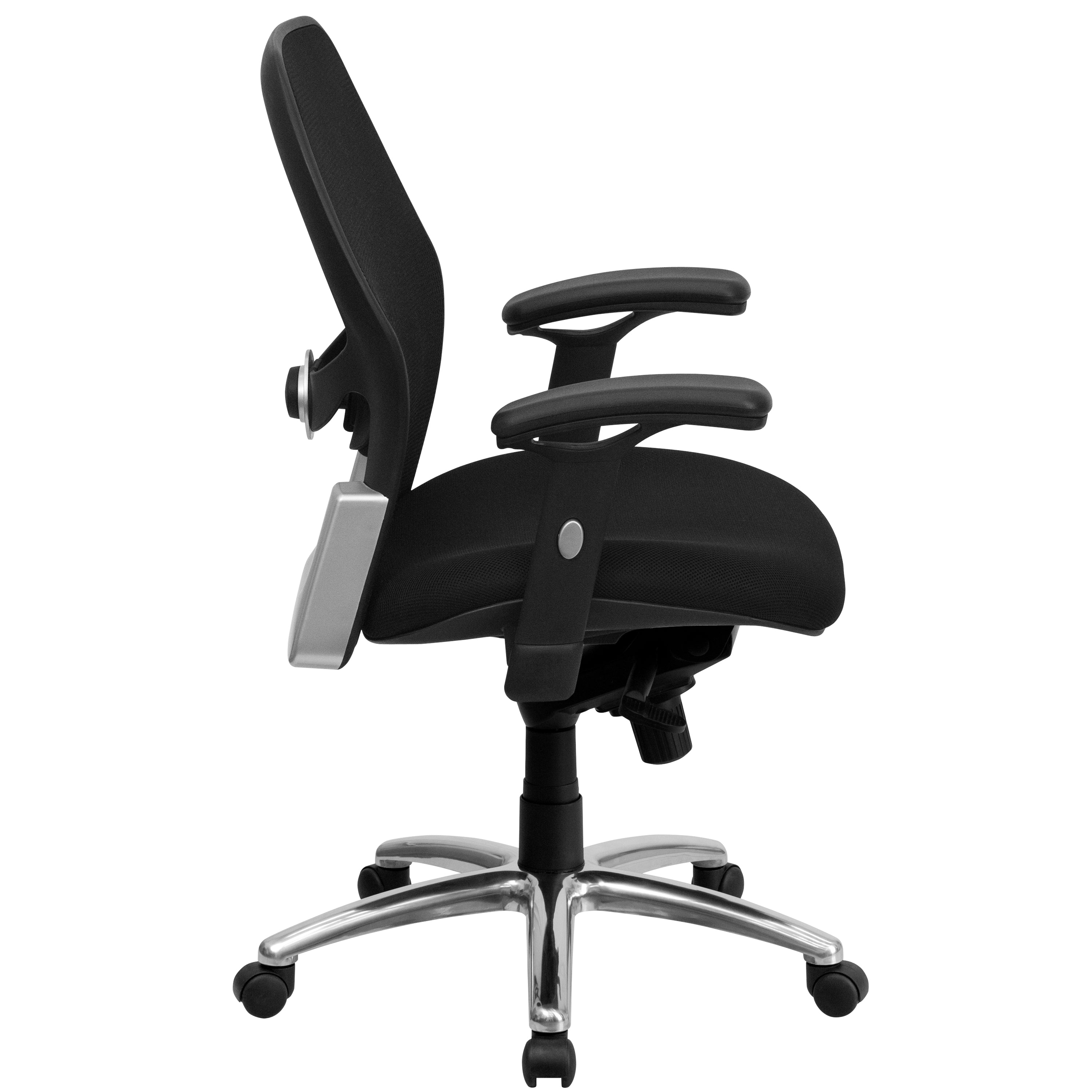 Albert Mid-Back Black Super Mesh Executive Swivel Office Chair with Knee Tilt Control and Adjustable Lumbar & Arms
