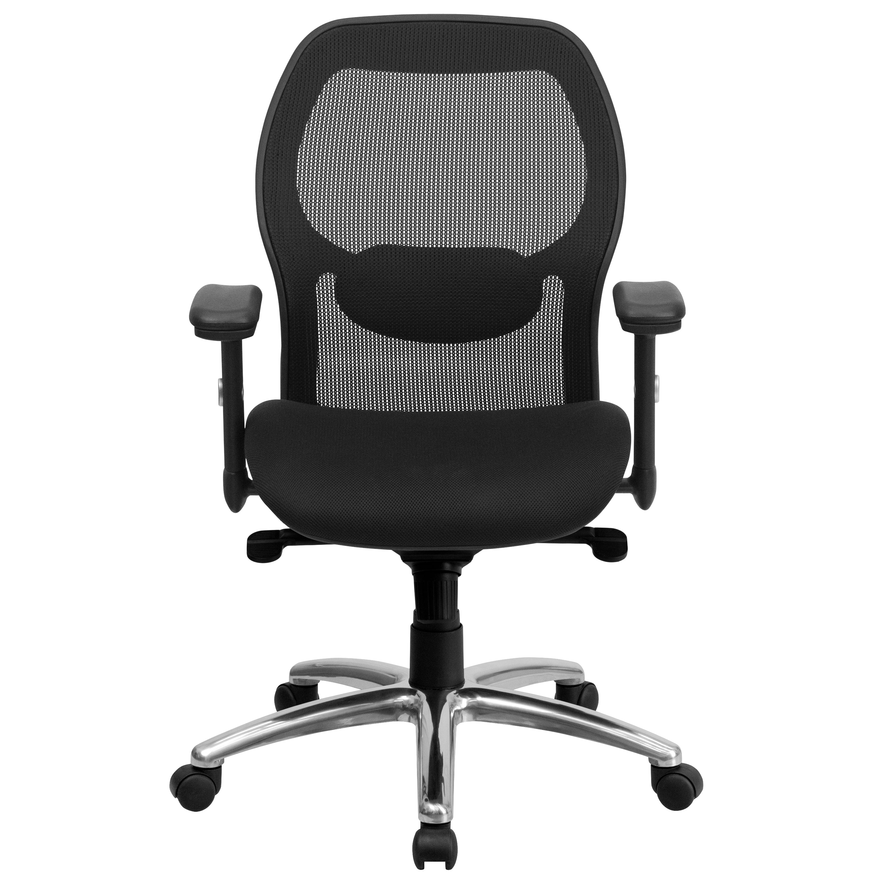 Albert Mid-Back Black Super Mesh Executive Swivel Office Chair with Knee Tilt Control and Adjustable Lumbar & Arms