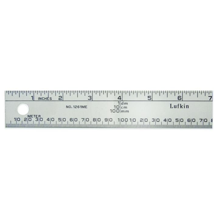 1261MEN Crescent Lufkin, Meter Stick Rule, 3 ft, 1/32 Inch, 1 Inch, Silver