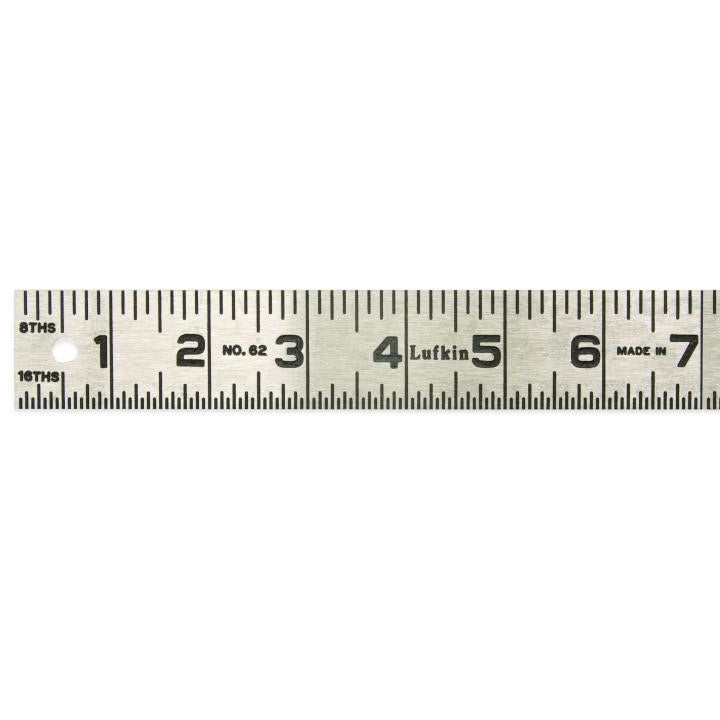 622FTN Crescent Lufkin, One-Piece Steel Rule, 2 ft, 1/16 Inch, 1.25 Inch, SAE