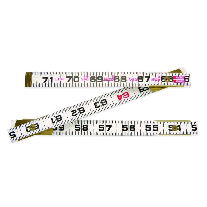 Lufkin Two-way Wood Rule with Red End, Width: 6' (graduate in feet, inched and 1/16" on both sides and edges); Type: Peg hook retail packaging