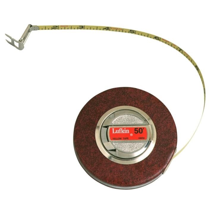 HW50 Crescent Lufkin, Home Shop Tape, Yellow Clad, 50 ft, Steel, B1, 0.375 Inch