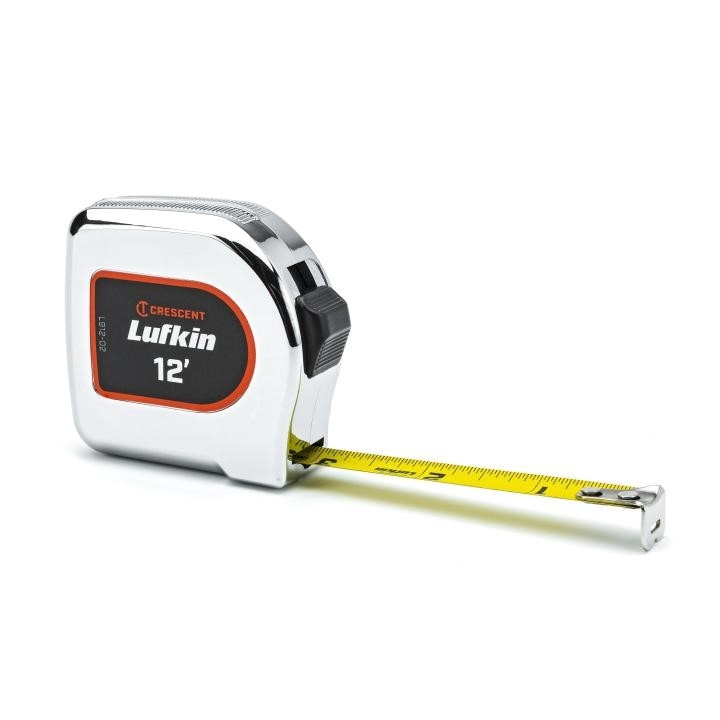 L912-02 Crescent Lufkin, Chrome Case Tapes, Matte Nylon Coated, 12 ft, Steel