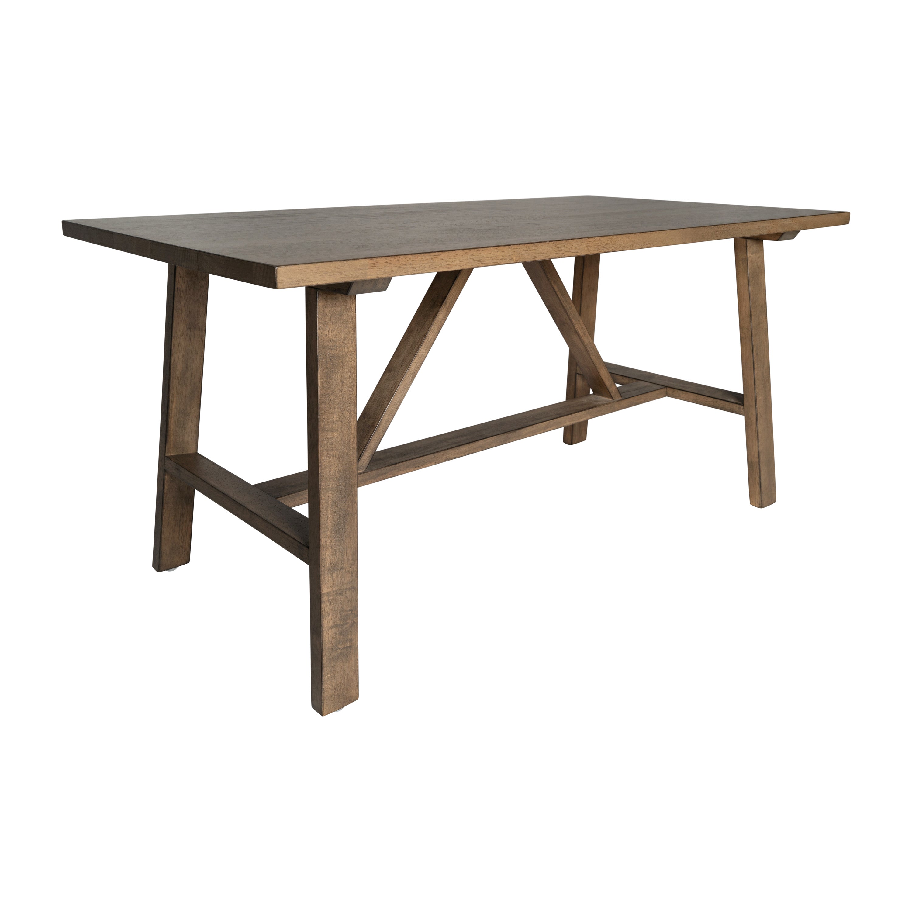 Eli Solid Wood Farmhouse Coffee Table, Trestle Style Accent Table in Rustic Brown