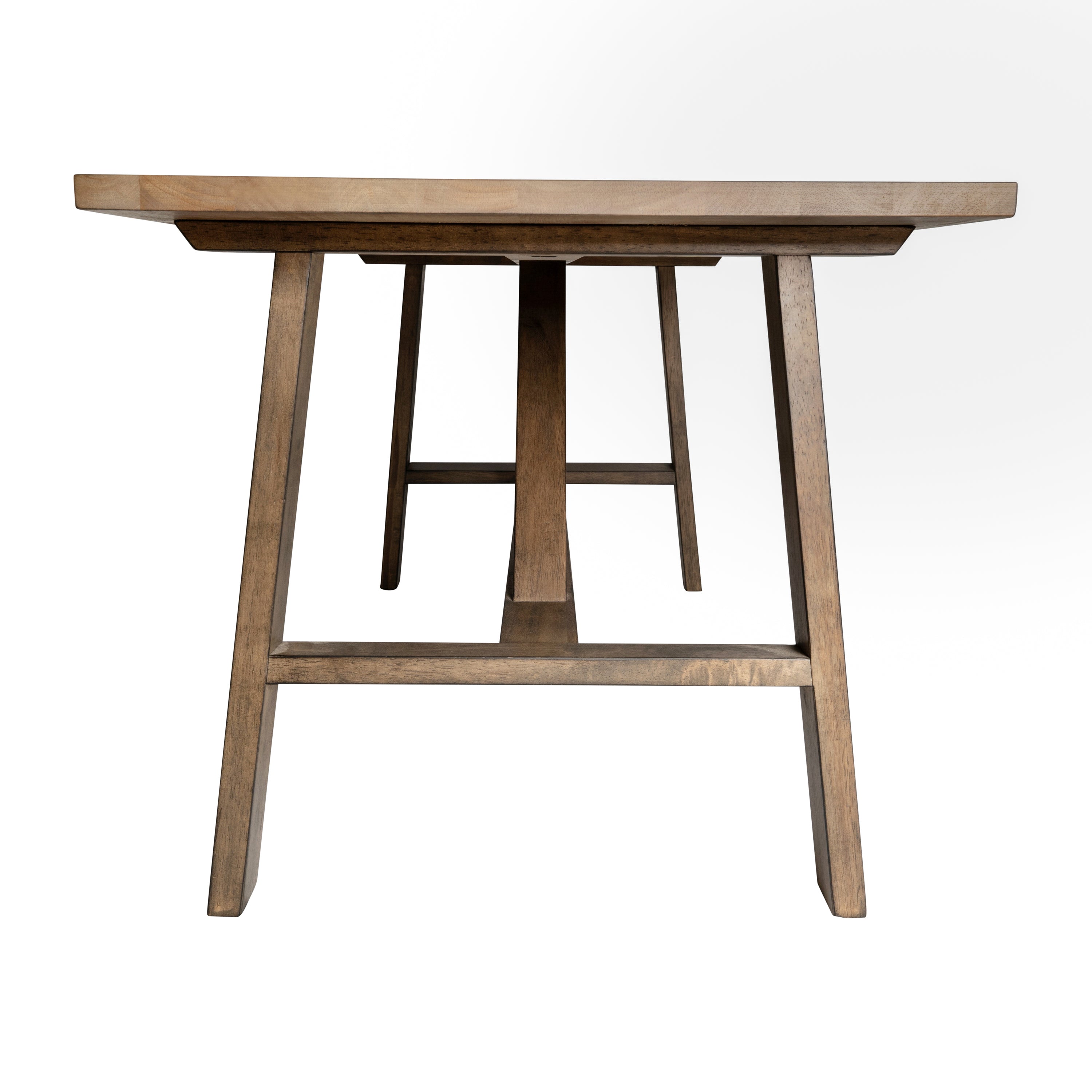 Eli Solid Wood Farmhouse Coffee Table, Trestle Style Accent Table in Rustic Brown