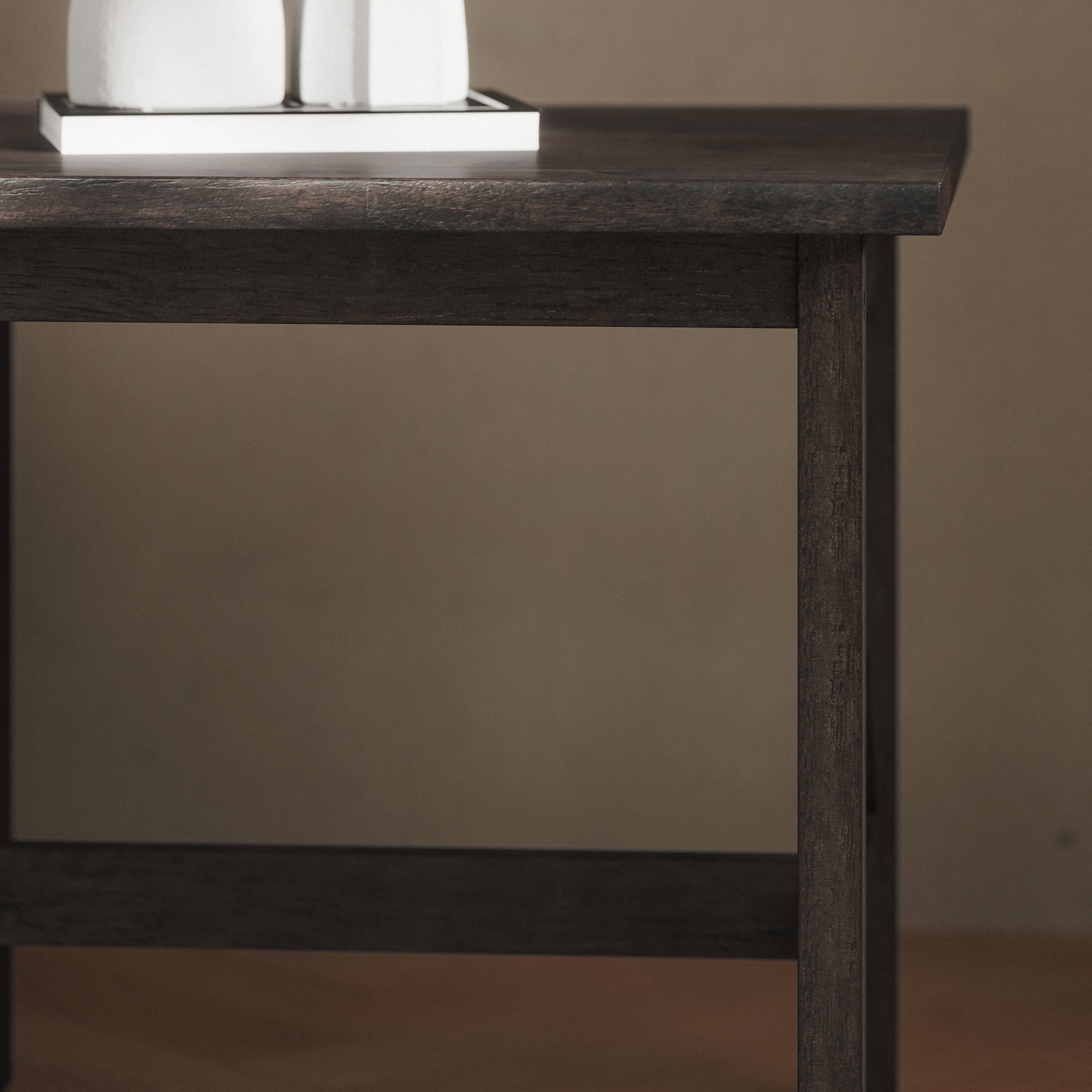 Jasper Farmhouse Style Solid Wood End Table with Traditional X-Frame Design in Dark Gray