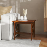 Jasper Farmhouse Style Solid Wood End Table with Traditional X-Frame Design in Walnut