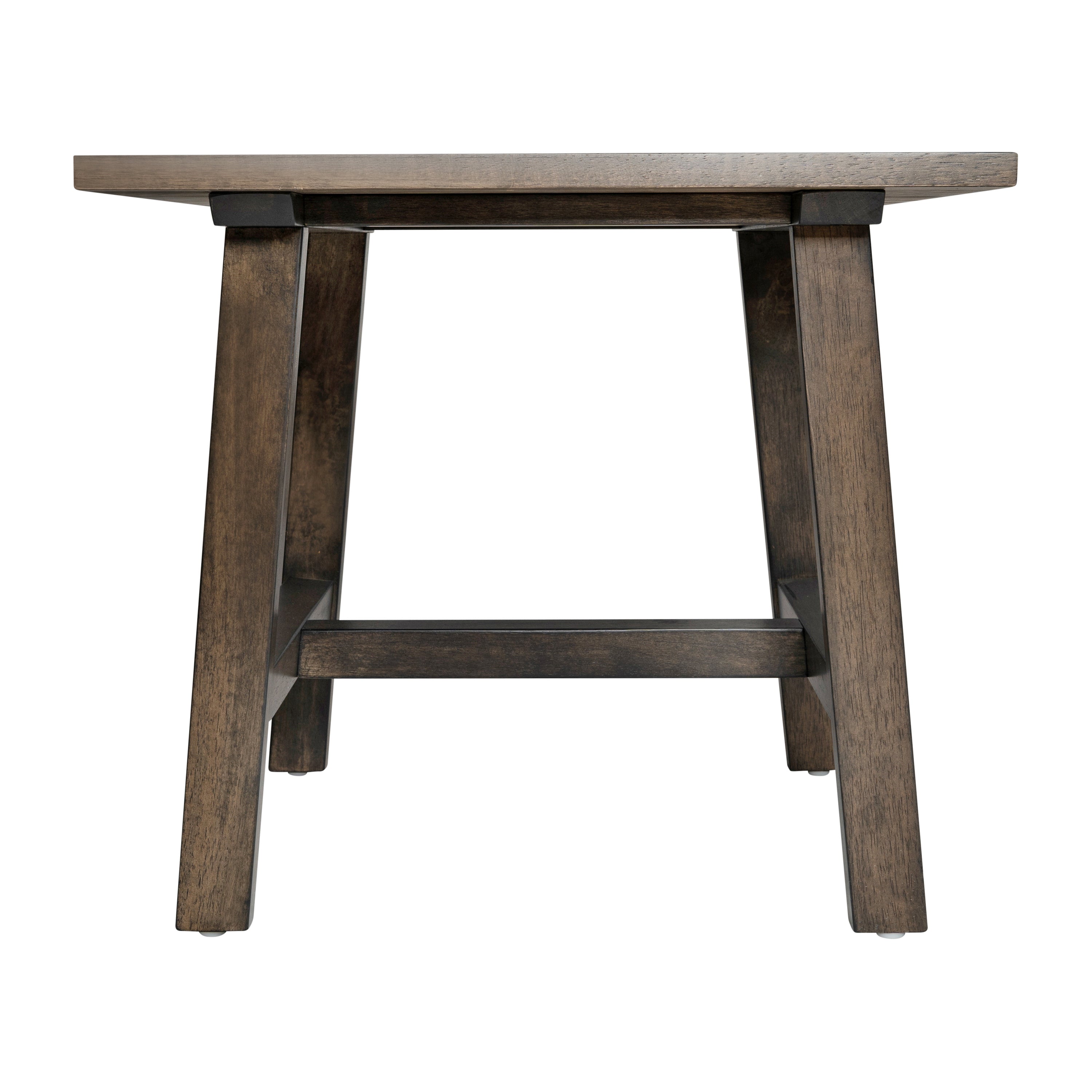 Eli Solid Wood Farmhouse End Table, Trestle Style Accent Table in Dark Gray