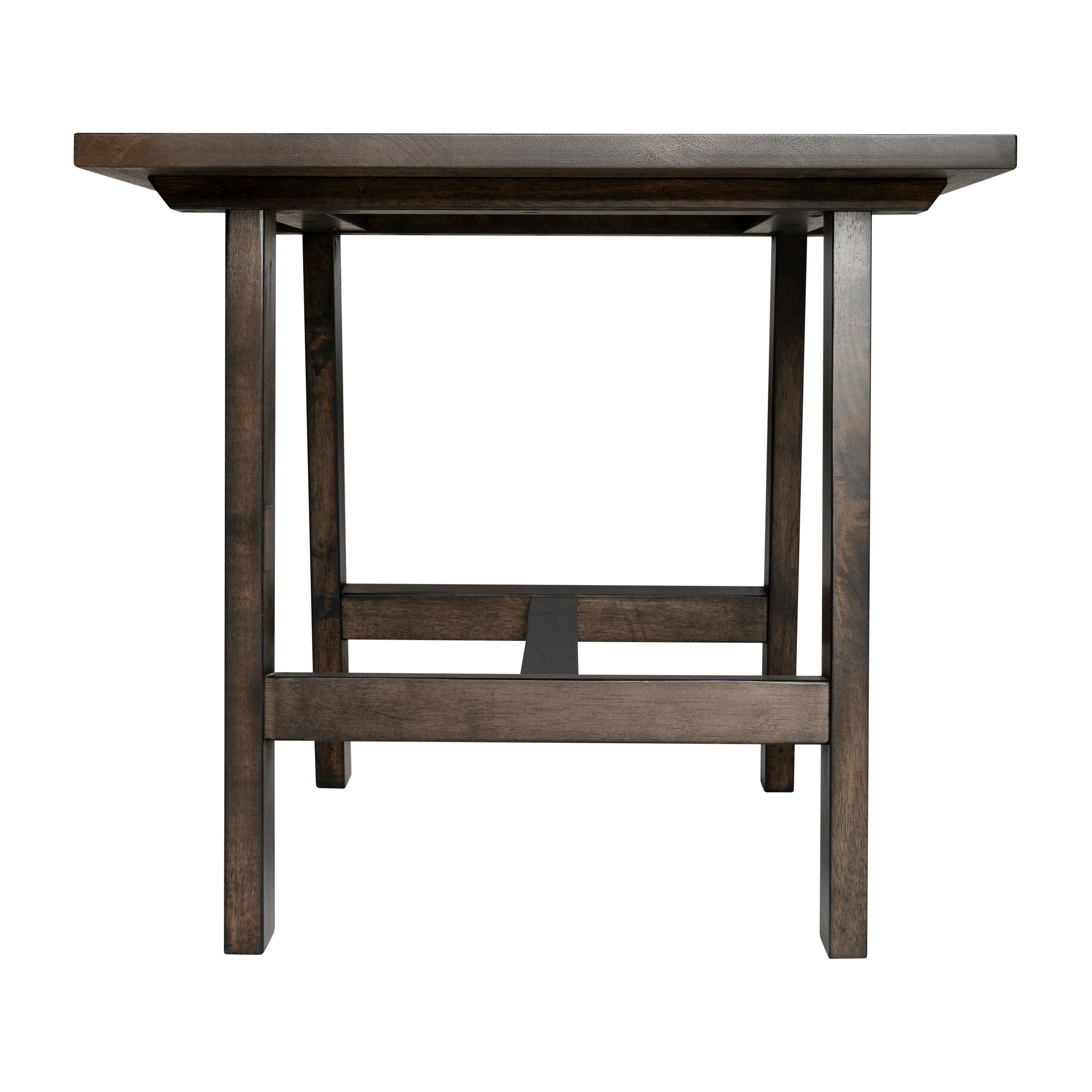 Eli Solid Wood Farmhouse End Table, Trestle Style Accent Table in Dark Gray