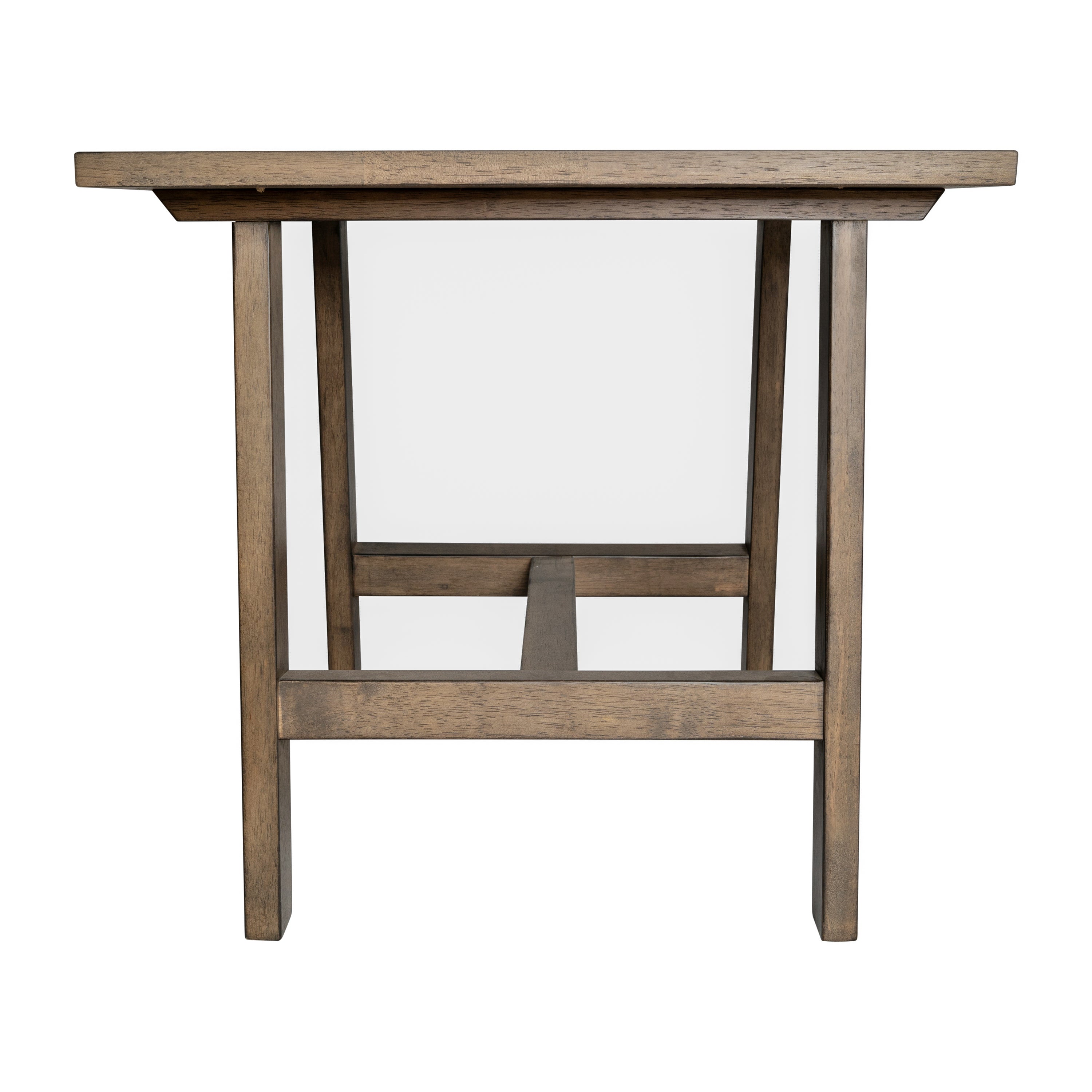 Eli Solid Wood Farmhouse End Table, Trestle Style Accent Table in Rustic Brown