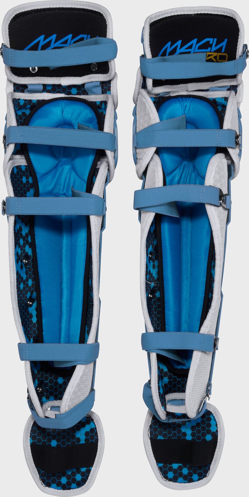 Rawlings Mach Pro Series Medium Leg Guards - Columbia Blue/White