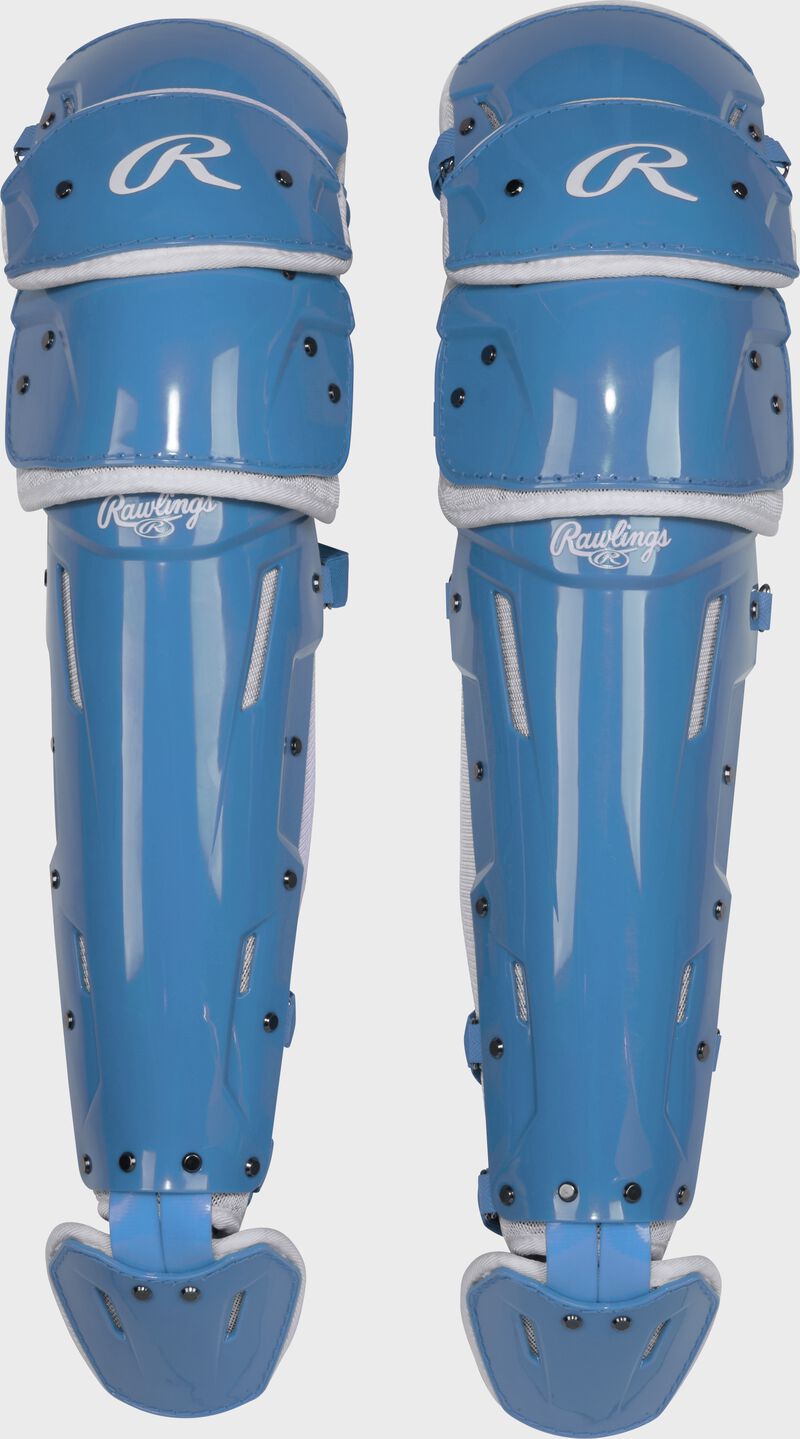 Rawlings Mach Pro Series Medium Leg Guards - Columbia Blue/White