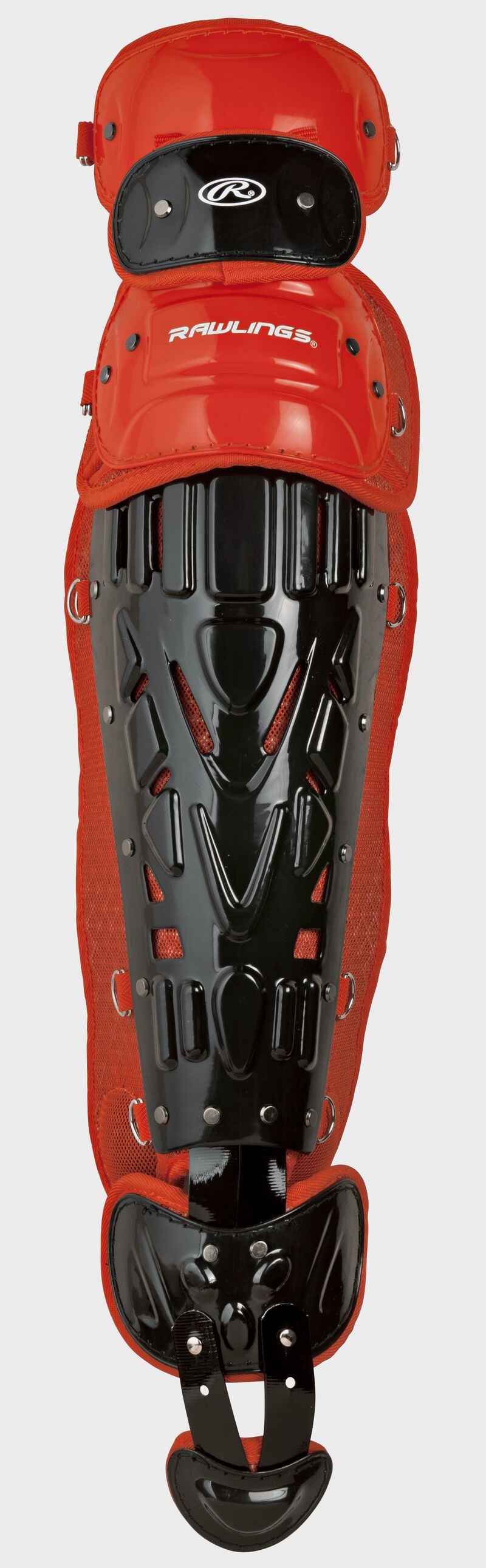 Rawlings Velo 2.0 Intermediate Catchers Leg Guards - Black/Athletic Orange