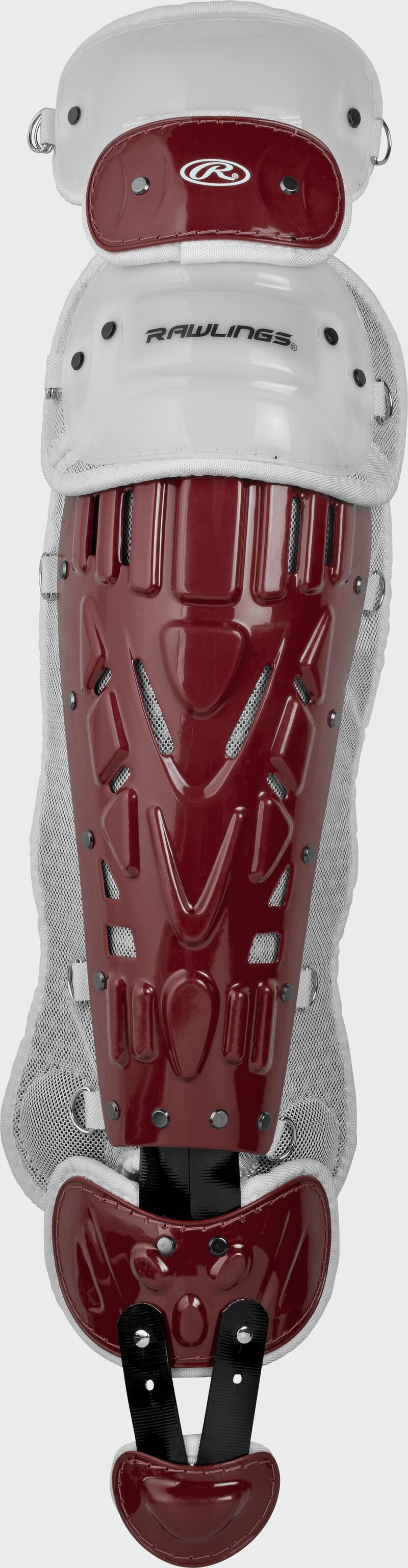 Rawlings Velo 2.0 Intermediate Catchers Leg Guards - Cardinal/White