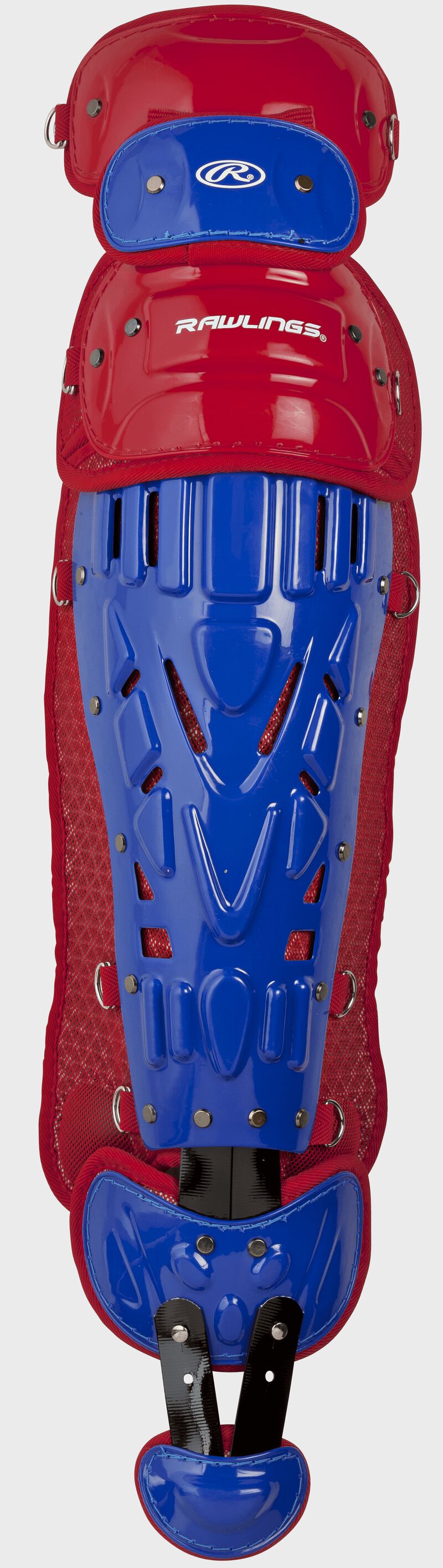 Rawlings Velo 2.0 Intermediate Catchers Leg Guards - Royal/Scarlet