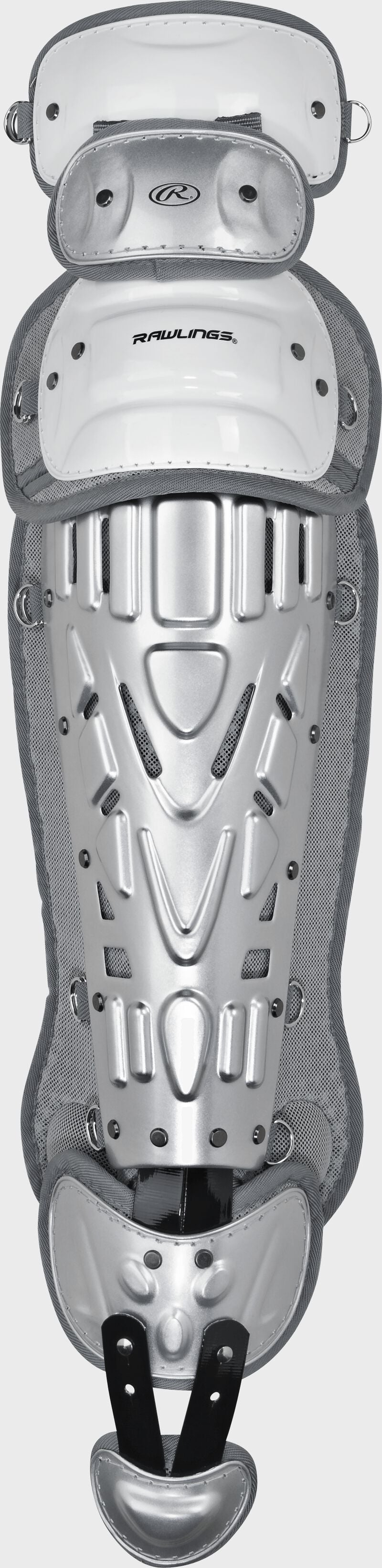 Rawlings Velo 2.0 Intermediate Catchers Leg Guards - White/Silver