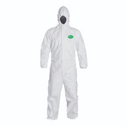 Disposable Coverall, Attached Hood, White, XL Size