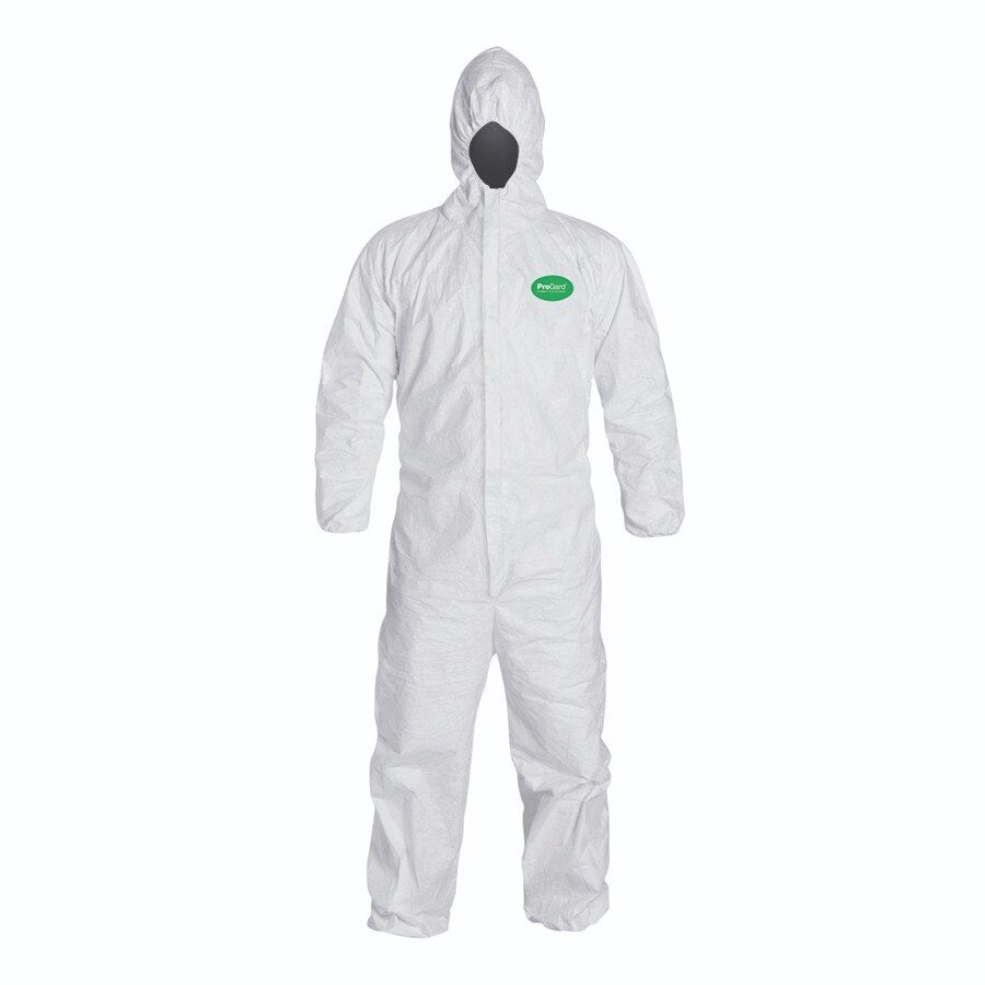 Disposable Coverall, Attached Hood, White, XL Size