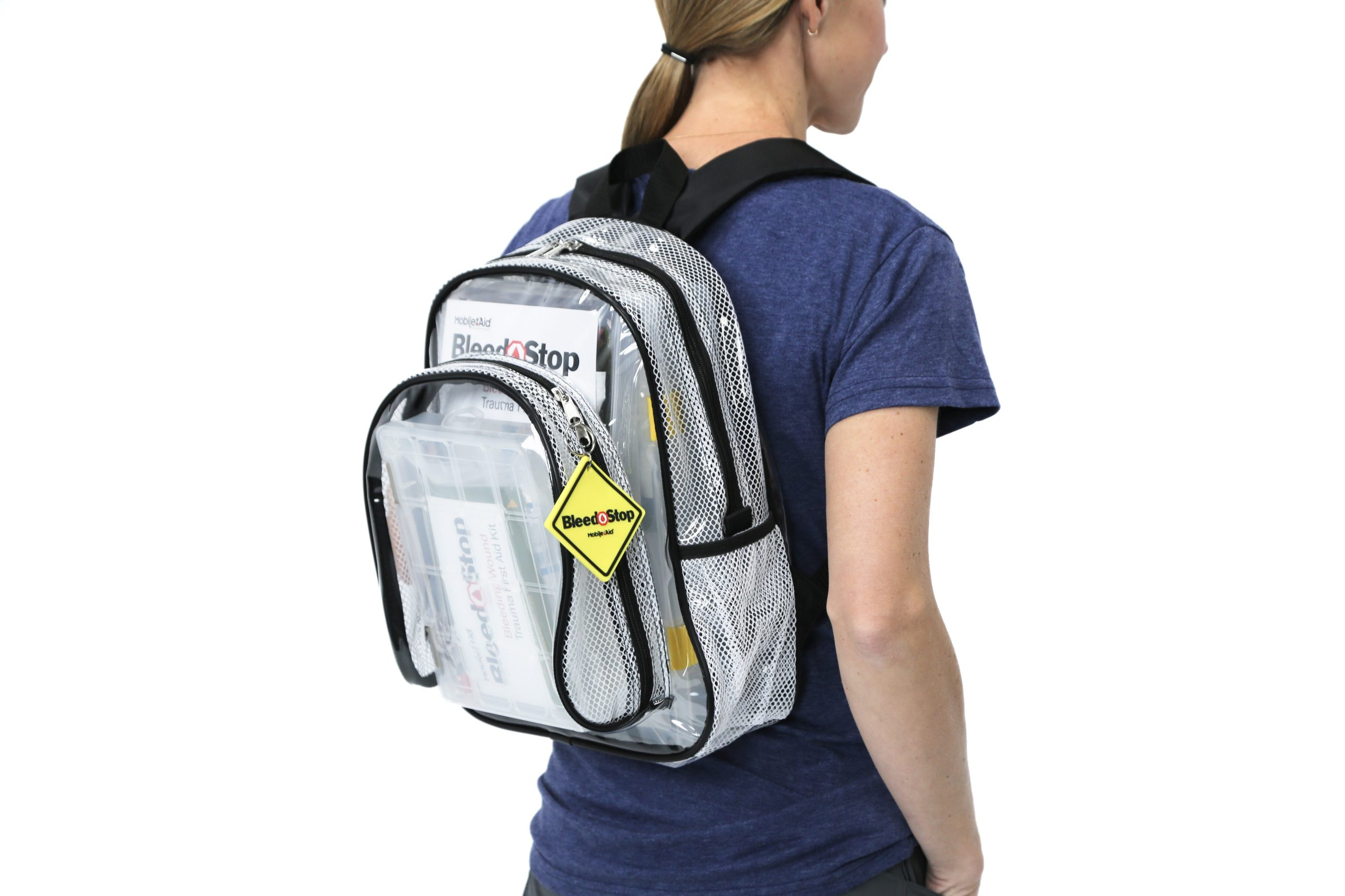 MobileAid® Clear-View™ BleedStop Mass-Casualty Backpack Kit with 6 Bleeding Control Essentials Packs