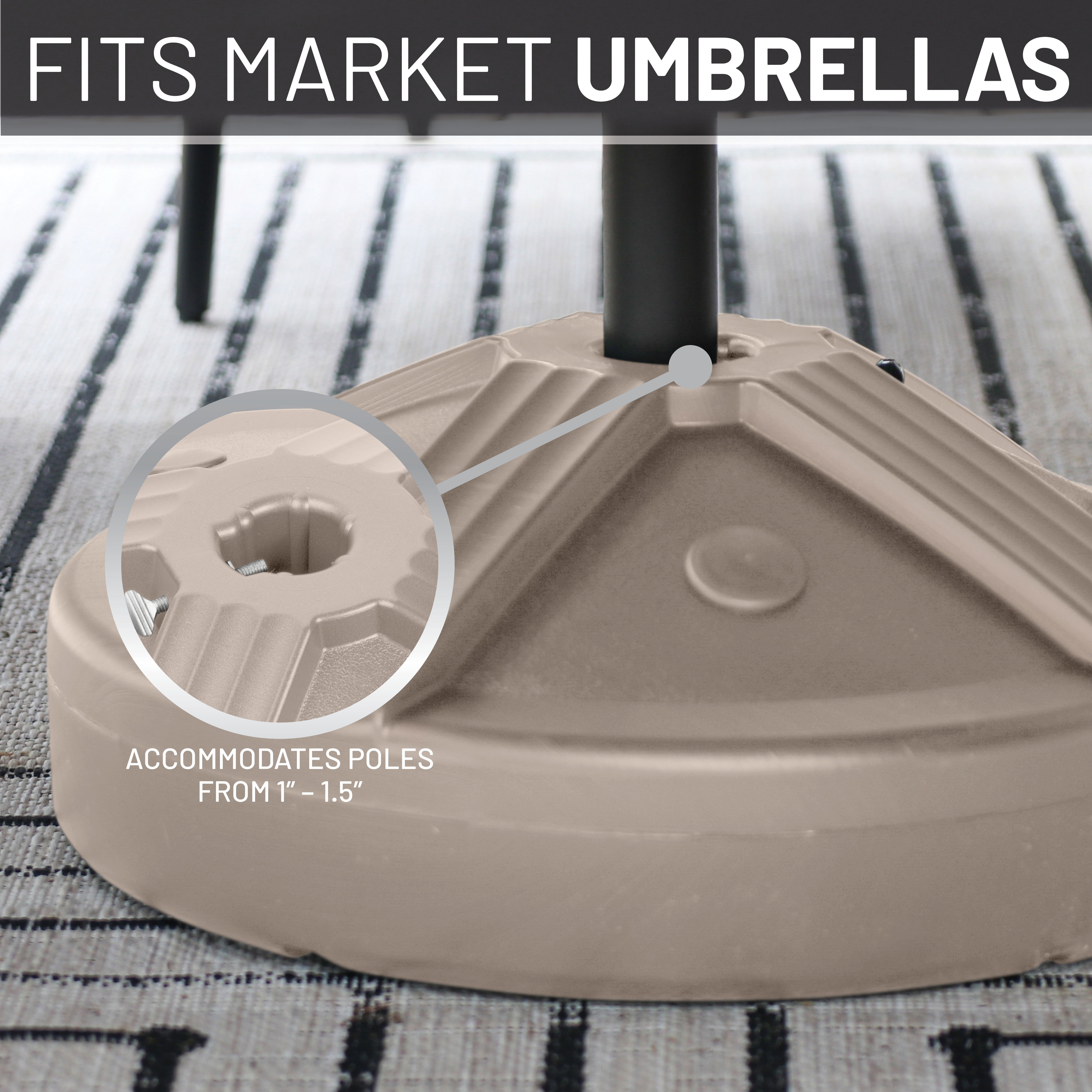 US Weight Durable 50LB Capacity Fillable Umbrella Base for Patio Table