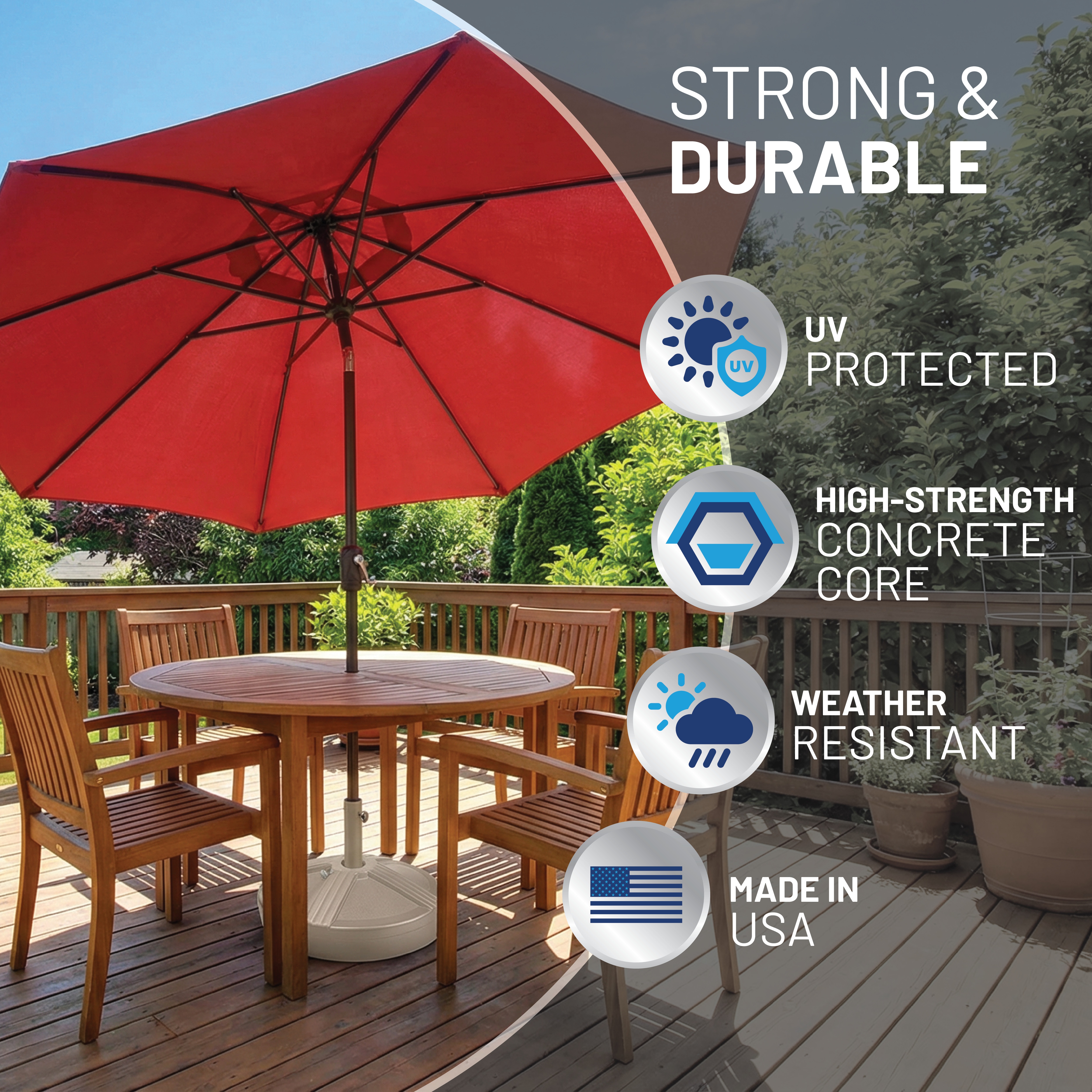US Weight Patio Umbrella Base, Durable Outdoor Umbrella Base for Pairing with Patio Tables, Accommodates 1.0" - 1.5" Poles, Beige, 50 Lbs