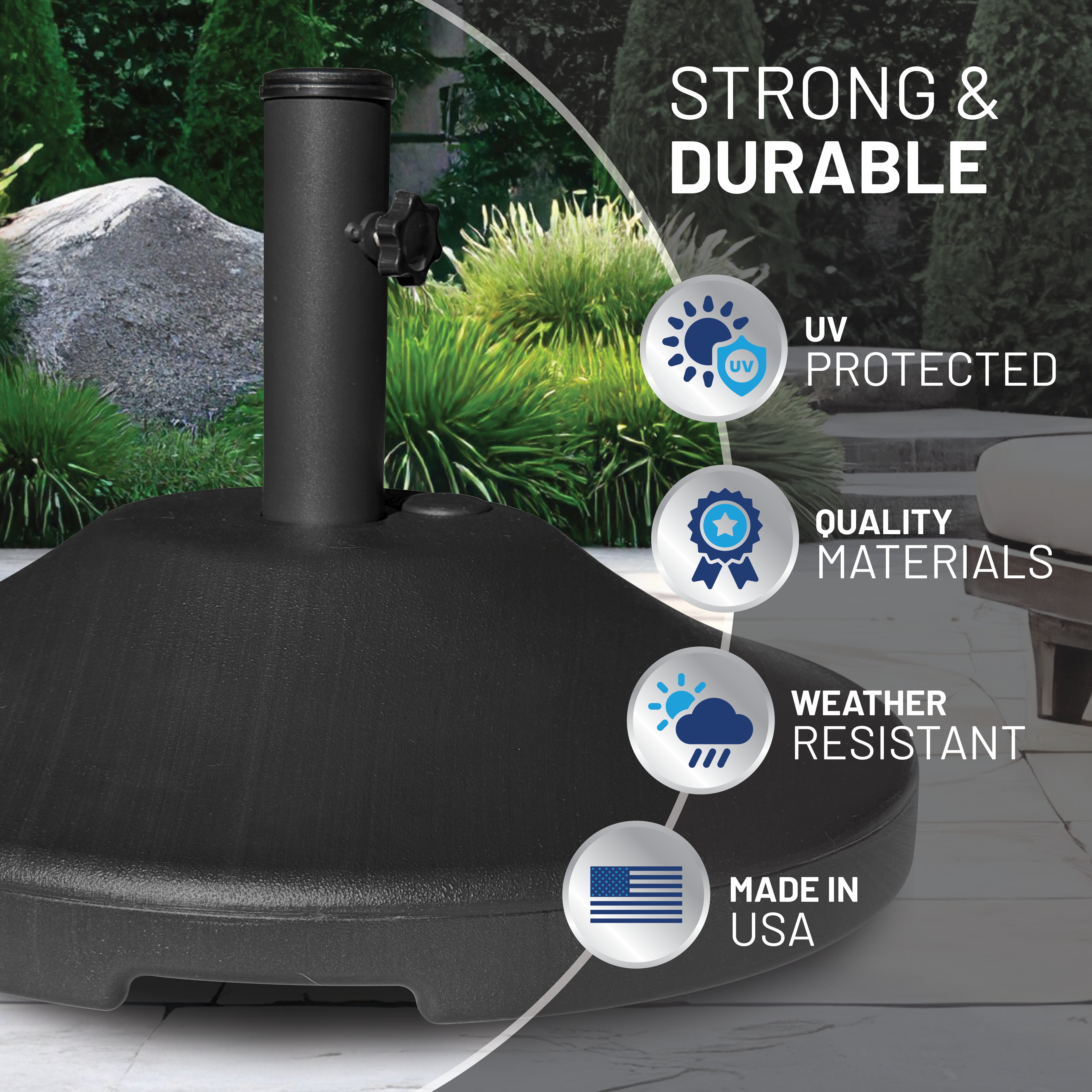 30 lb. Fillable Umbrella Base for Patio Table (Black)
