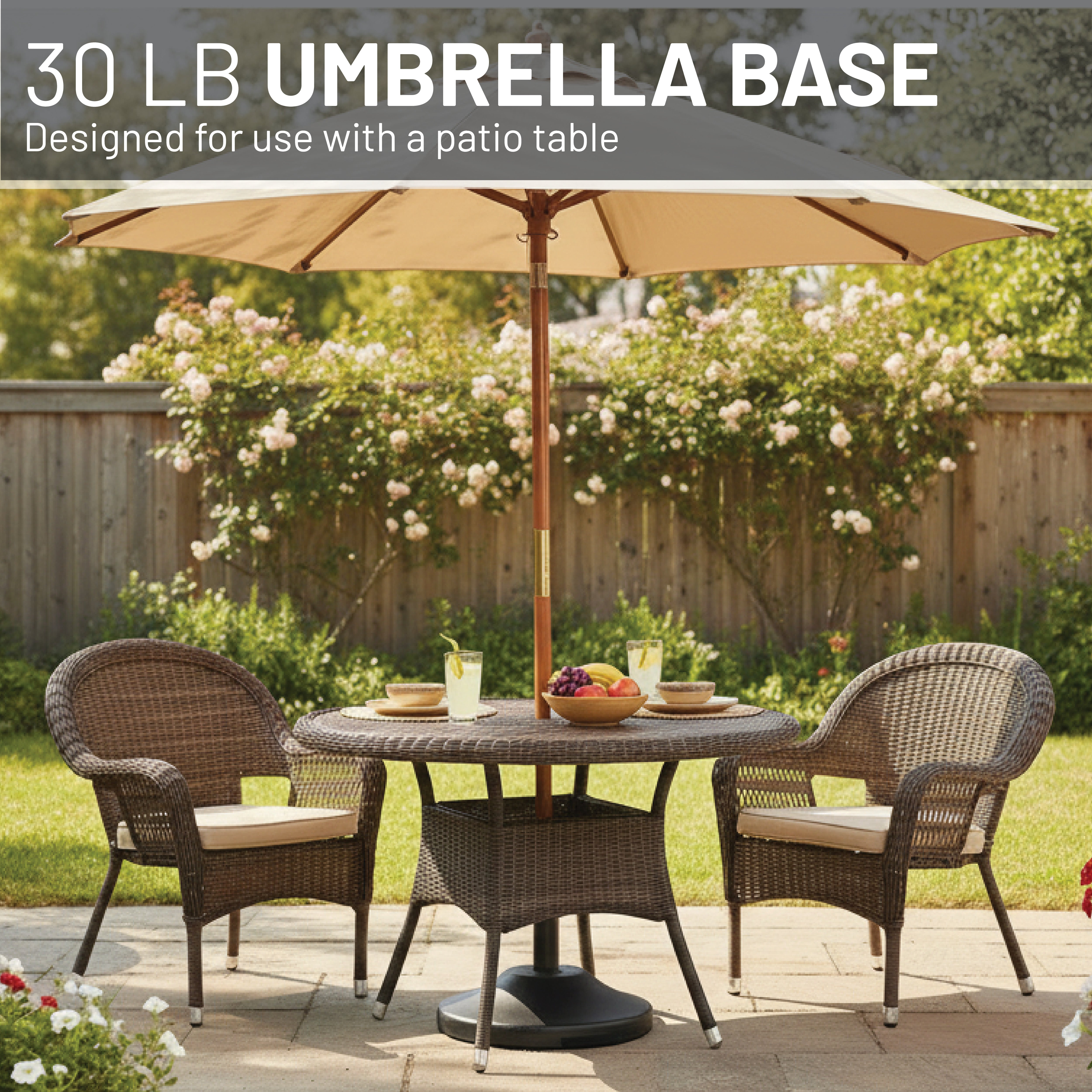 30 lb. Pre-Filled Umbrella Base for Patio Table (Black)