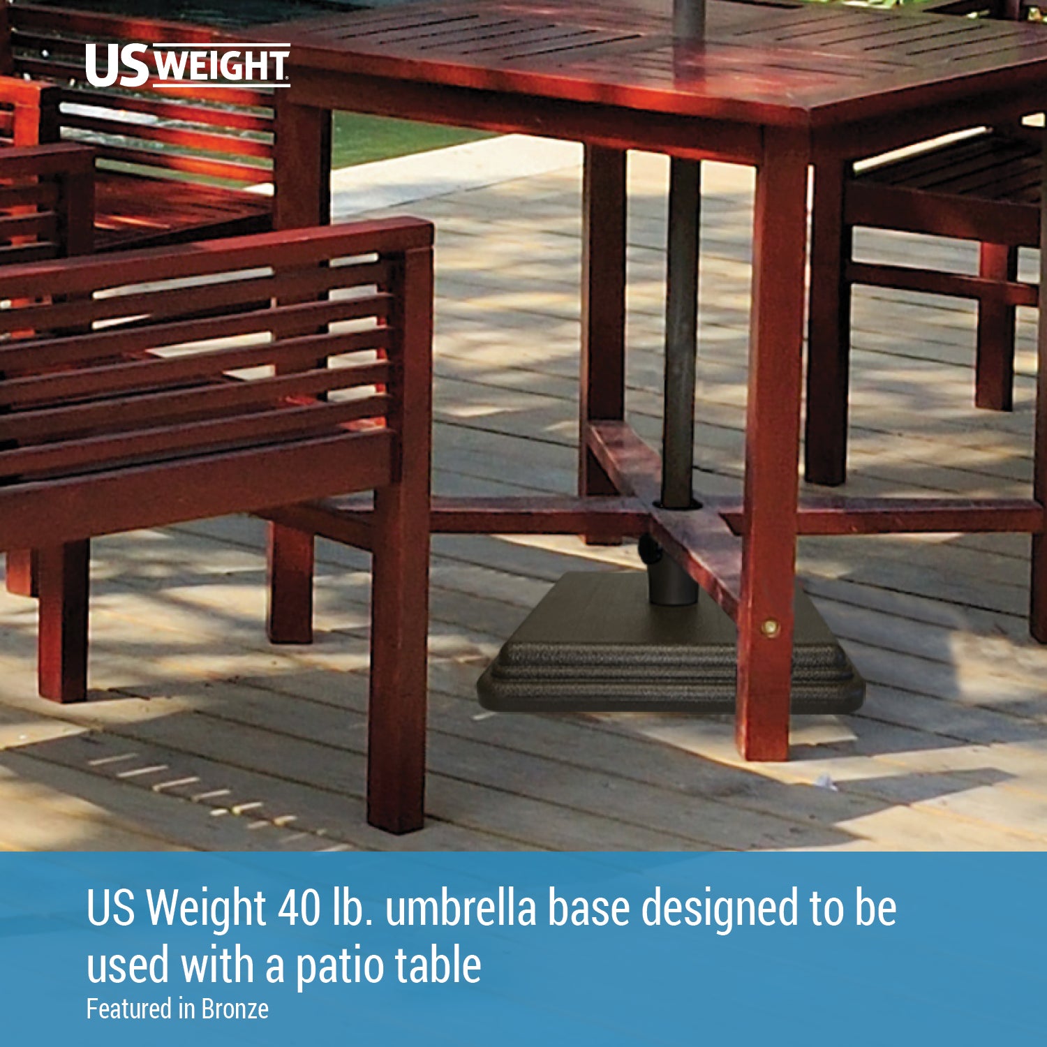 40 Pound Umbrella Base Designed to be Used with a Patio Table (Bronze)