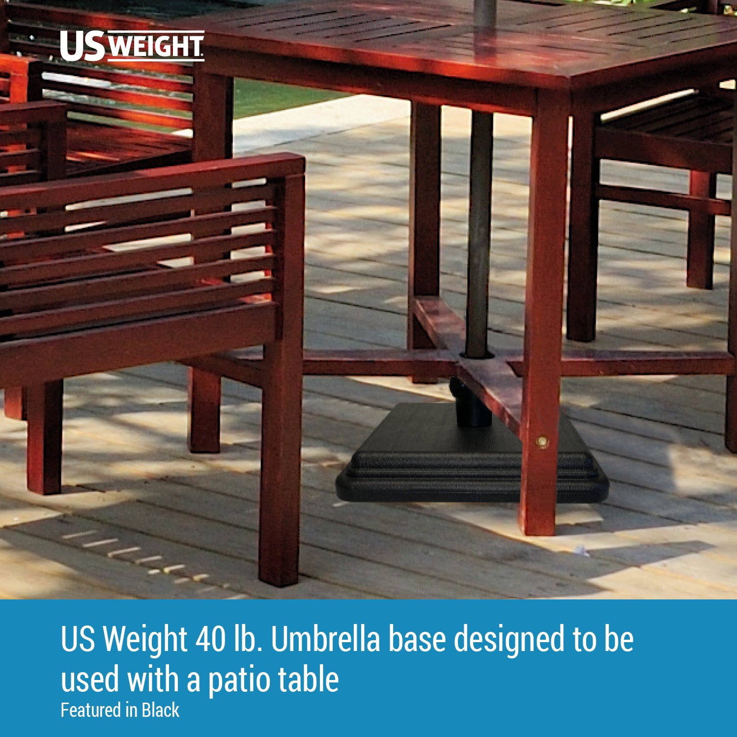 40 Pound Umbrella Base Designed to be Used with a Patio Table (Black)