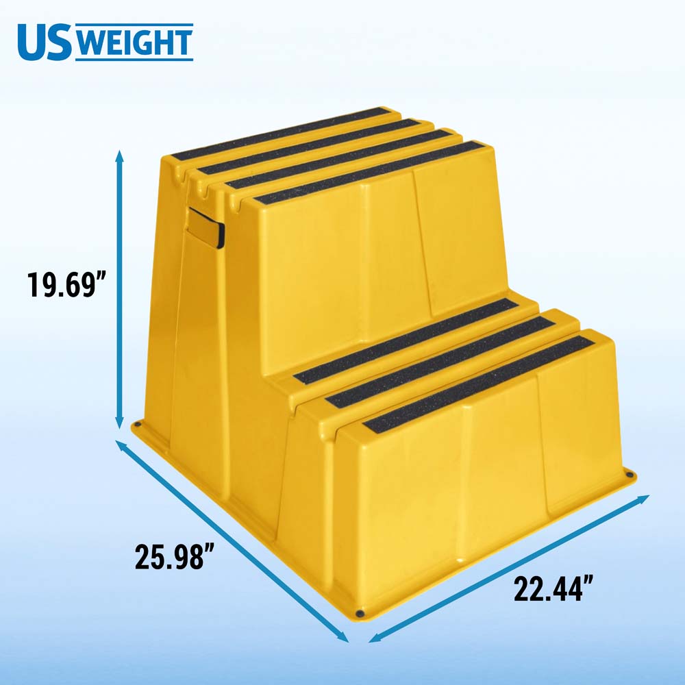 Yellow Safety Steps – Lightweight & Durable Anti-Slip Step Stools with High Visibility for Home, Office, and Industrial Use (2-Step)
