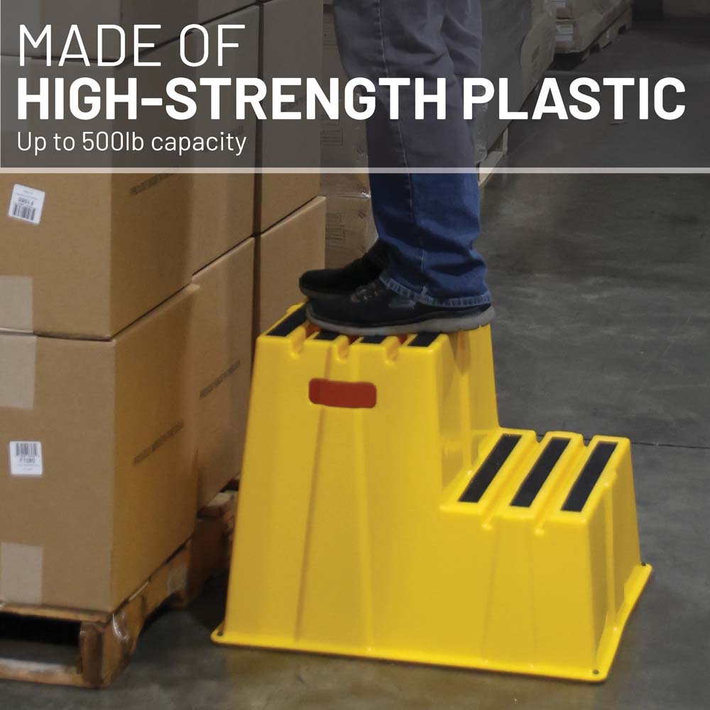 Yellow Safety Steps – Lightweight & Durable Anti-Slip Step Stools with High Visibility for Home, Office, and Industrial Use (2-Step)