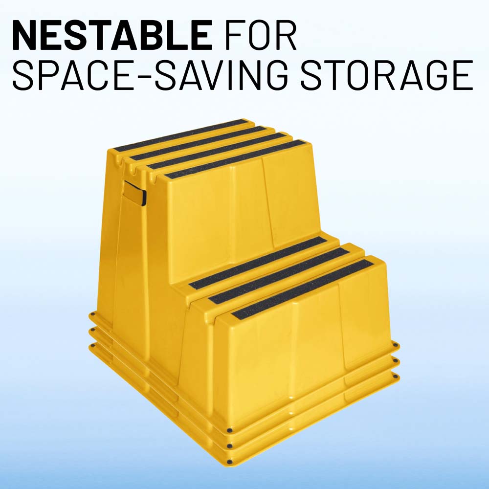 Yellow Safety Steps – Lightweight & Durable Anti-Slip Step Stools with High Visibility for Home, Office, and Industrial Use (2-Step)