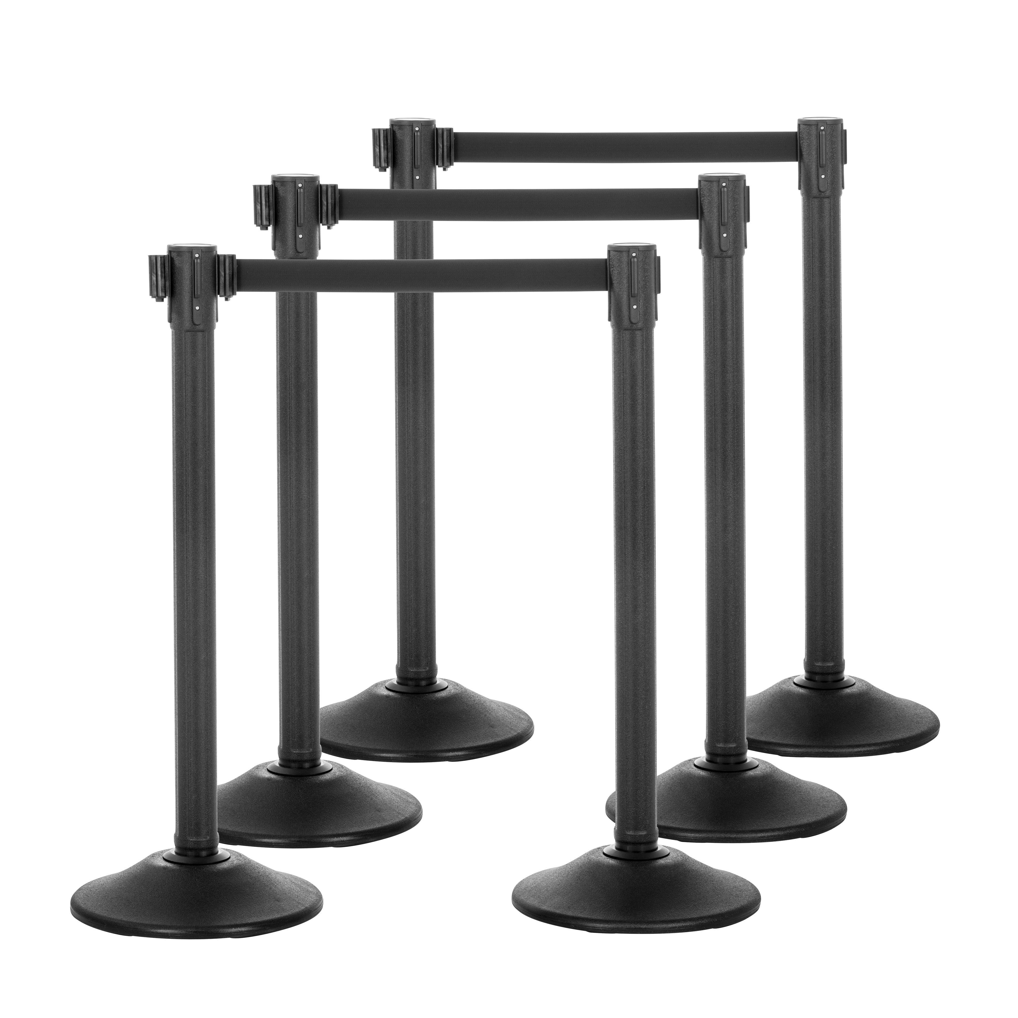 Sentry PLUS Stanchion with Retractable Black Belt (6-Pack)