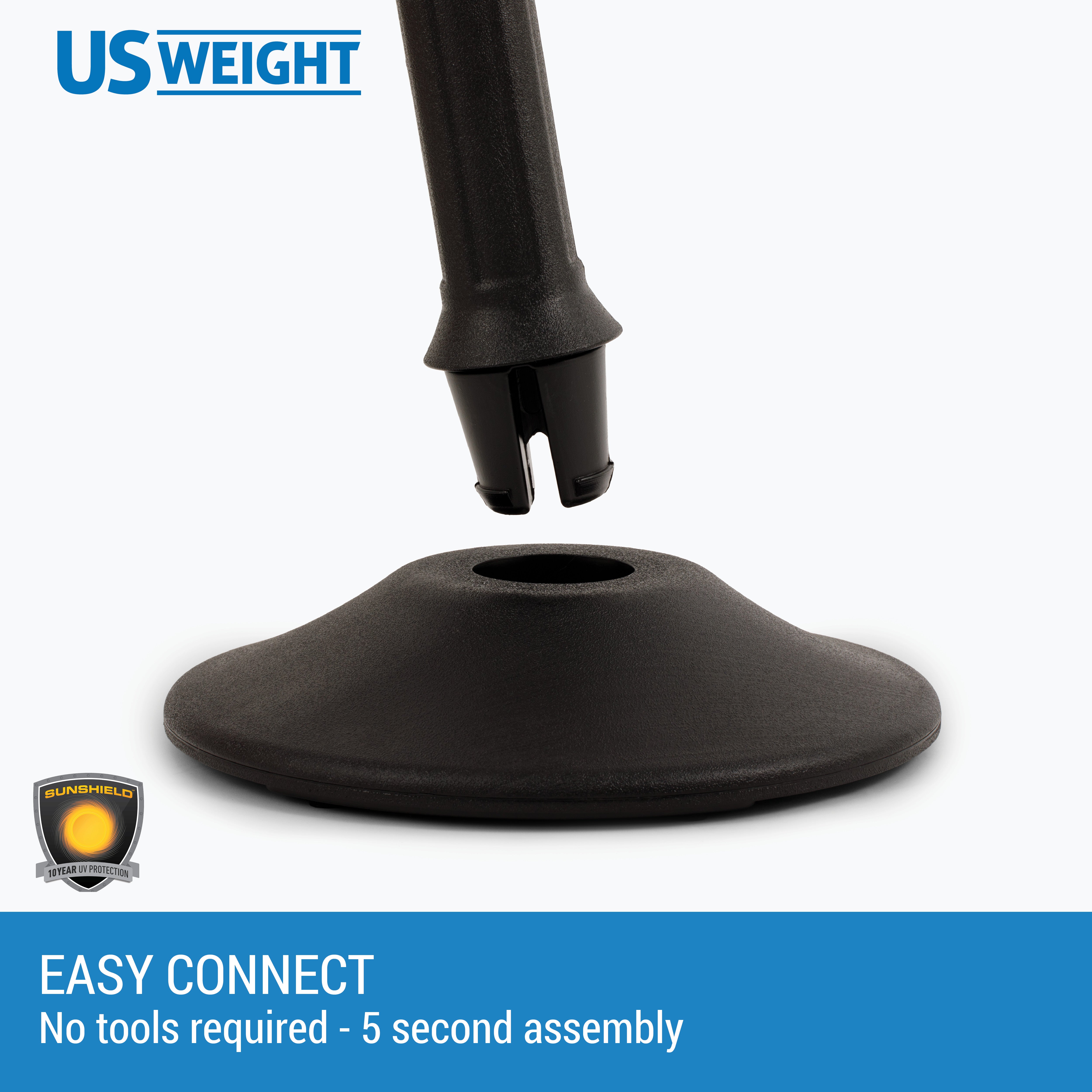 Black Plastic Stanchions Crowd Control Barriers With 10' of Black Plastic Chain – Easy to Use Lightweight Fillable Base Line Dividers