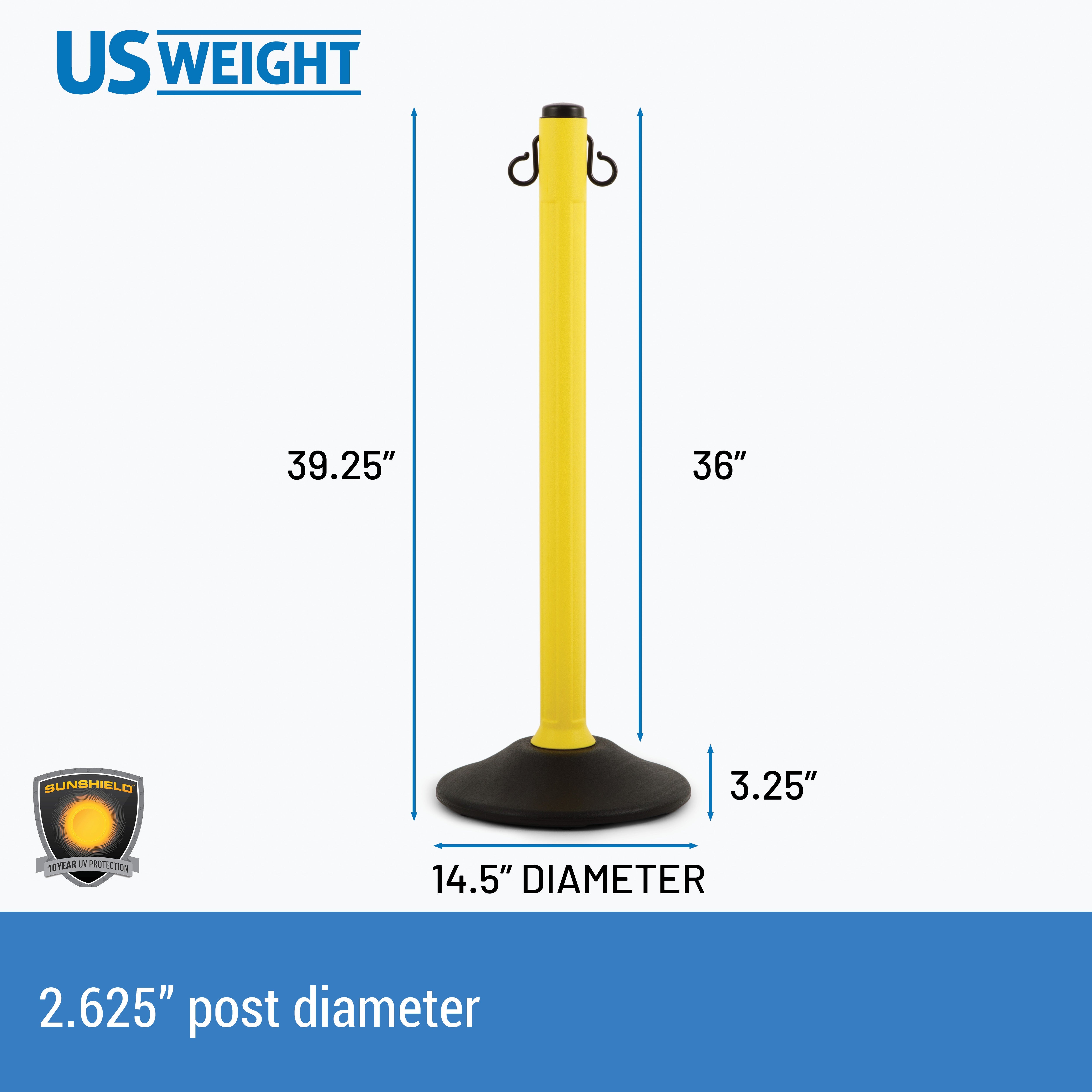 Yellow Plastic Stanchions Crowd Control Barriers – Easy to Use Lightweight Fillable Base Line Dividers