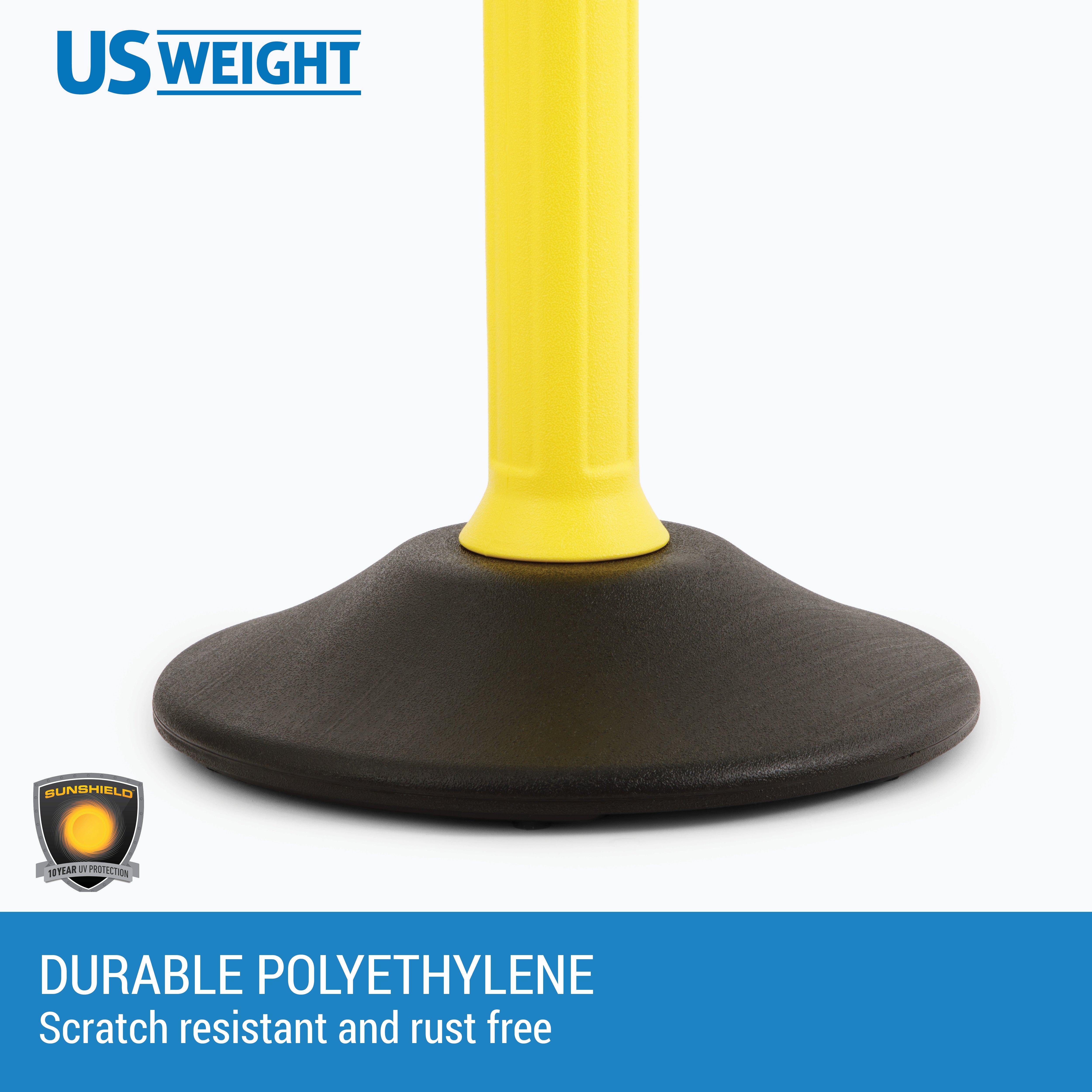 Yellow Plastic Stanchions Crowd Control Barriers – Easy to Use Lightweight Fillable Base Line Dividers