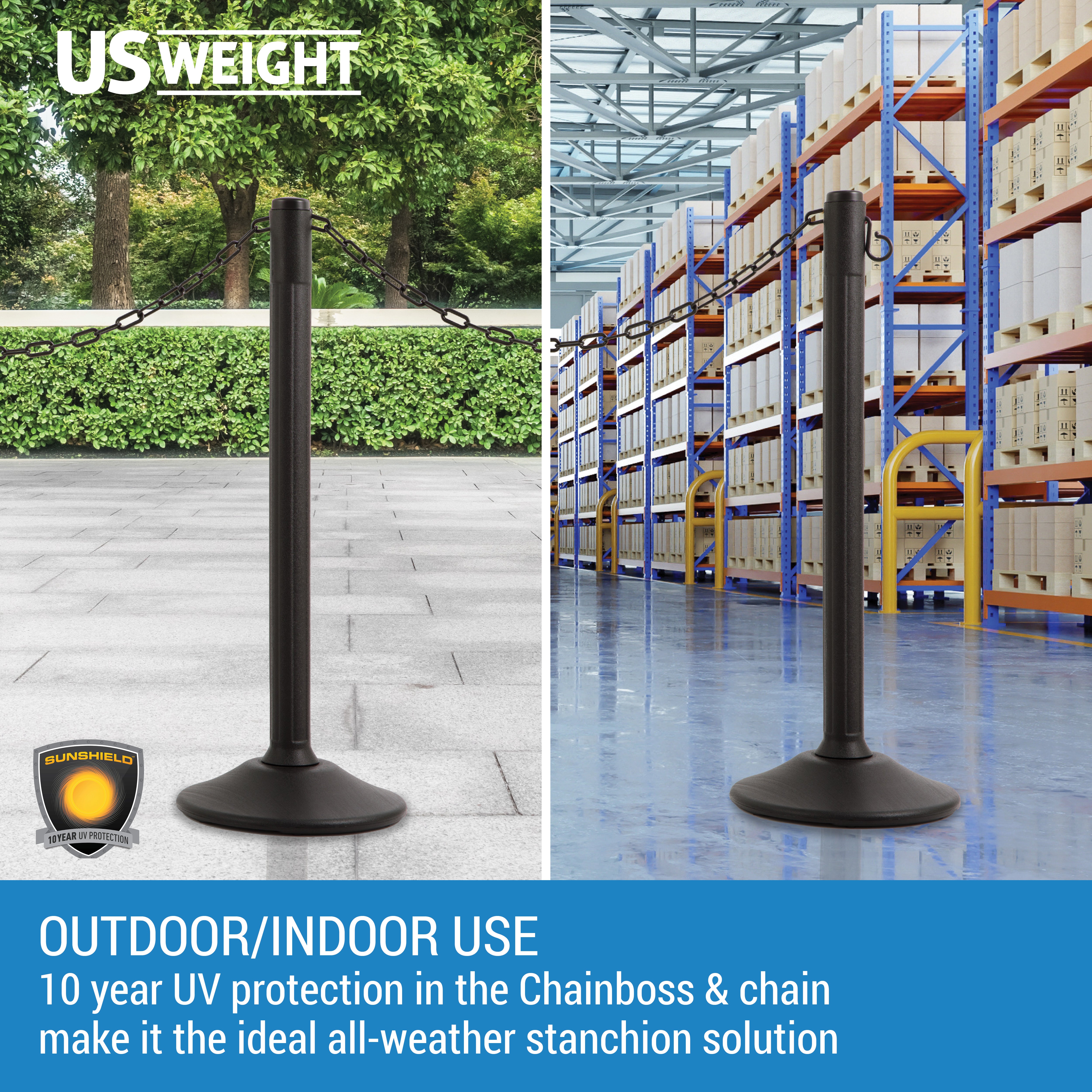 Black Plastic Stanchions Crowd Control Barriers – Easy to Use Lightweight Pre-Filled Weighted Base Line Dividers