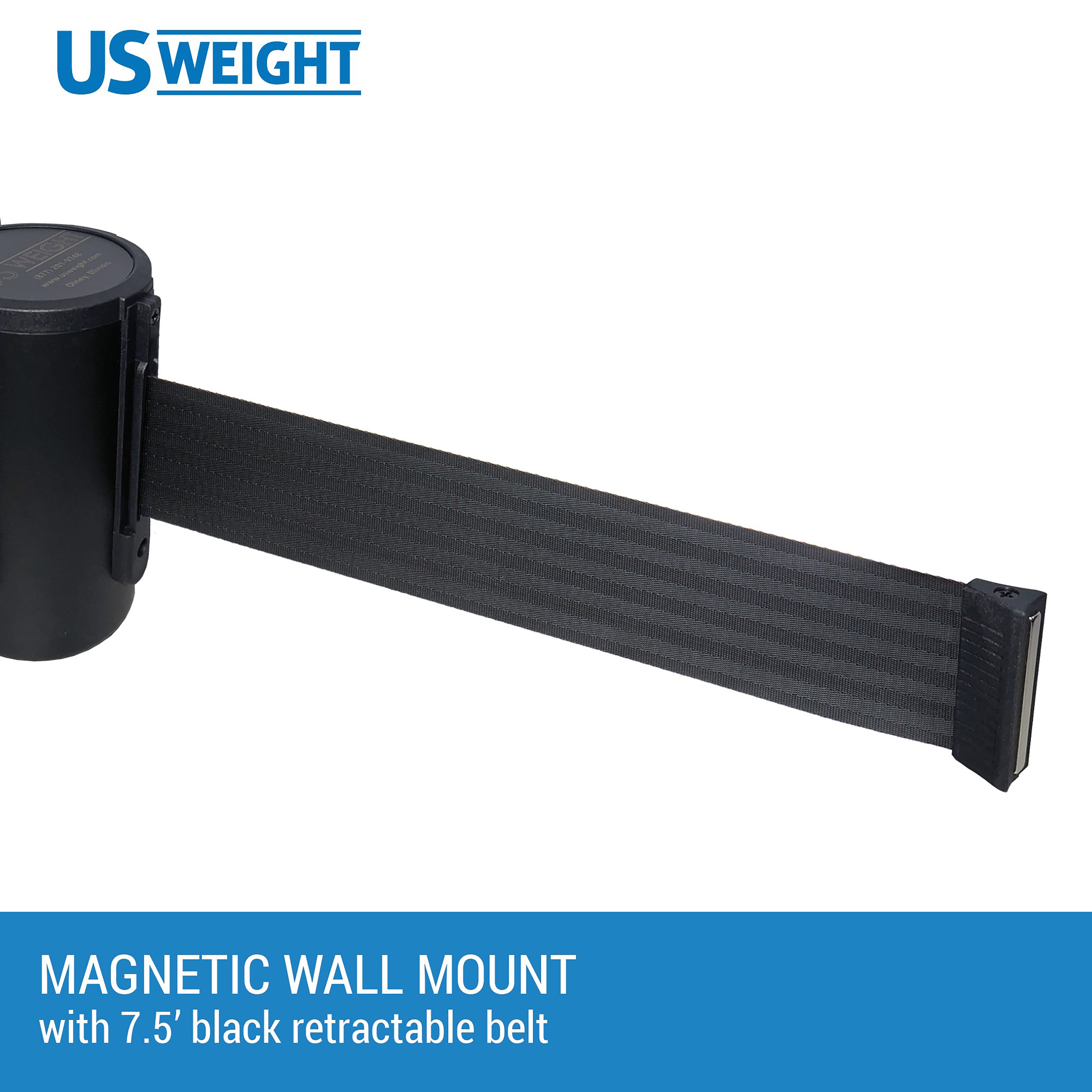 Crowd Control Magnetic Wall Mount - Black 7.5' Retractable Belt