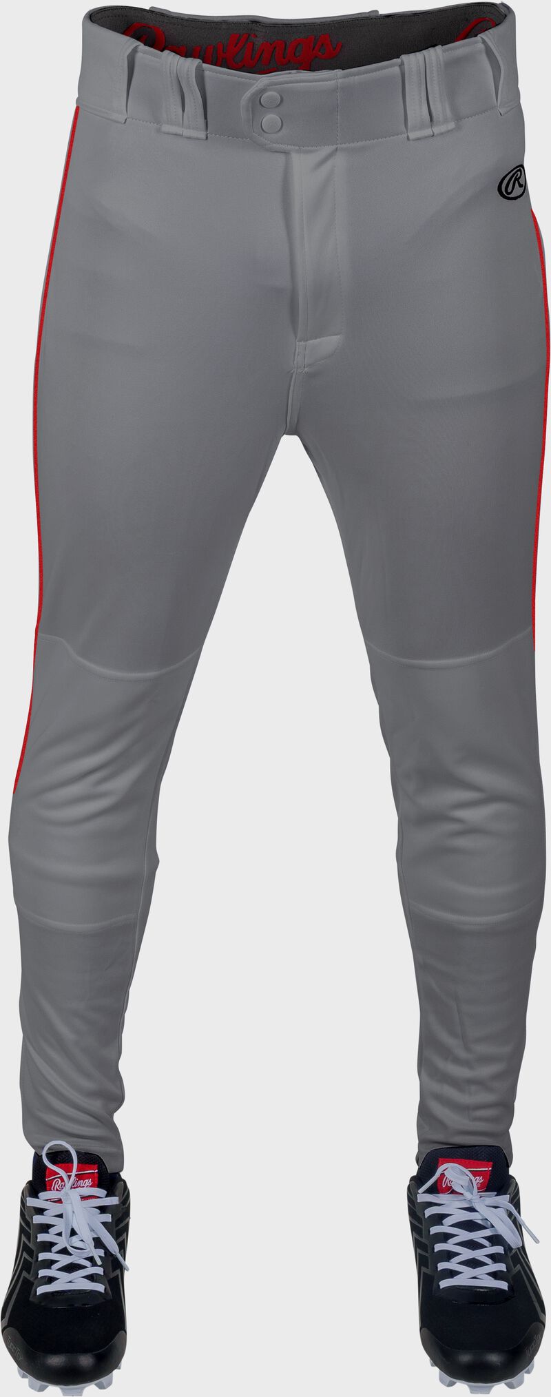 Rawlings Adult Launch Piped Pro Taper Fit Pant  - Small - Blue Gray/Scarlet