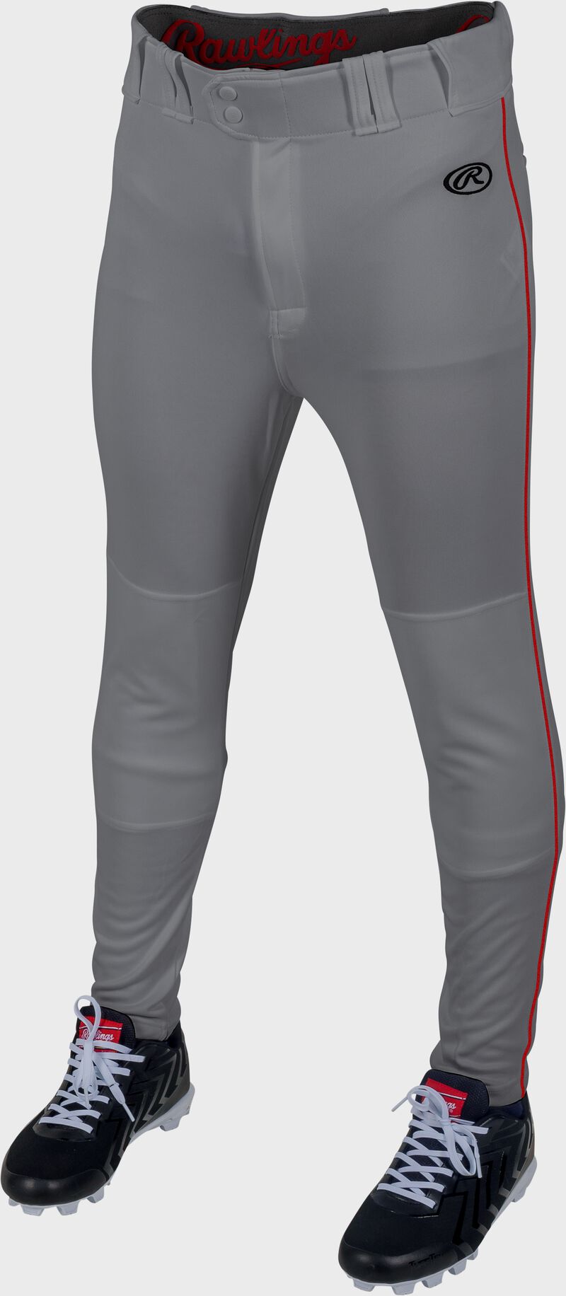 Rawlings Youth Launch Piped Pro Taper Fit Pant  - Medium - Blue Gray/Scarlet