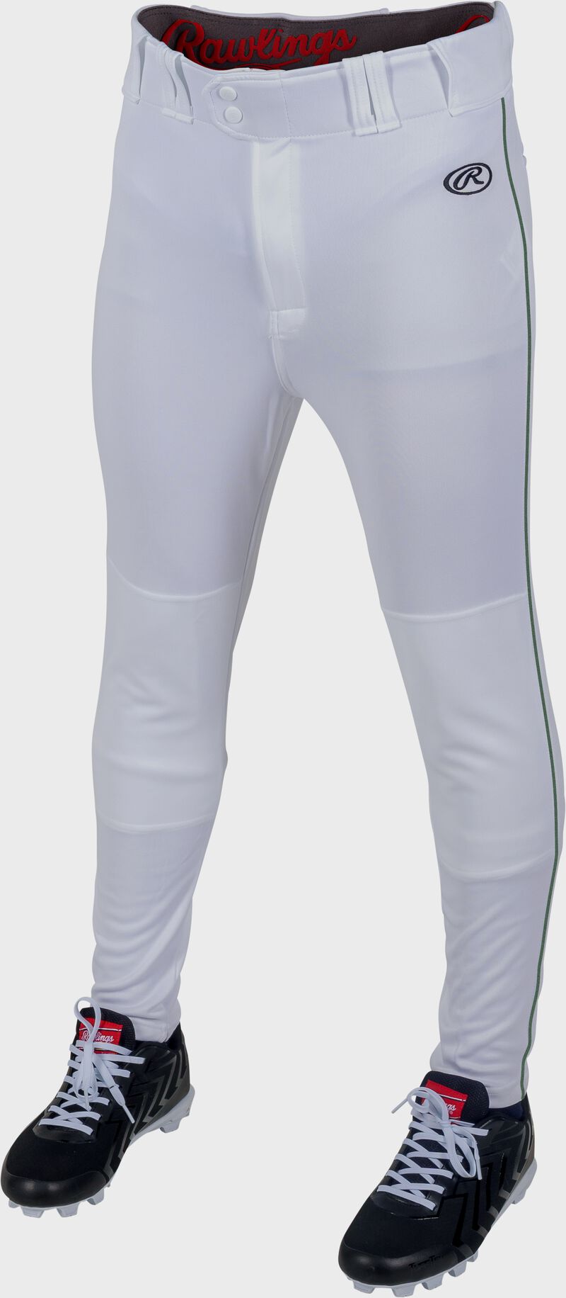 Rawlings Youth Launch Piped Pro Taper Fit Pant  - 2Xl - White/Dark Green
