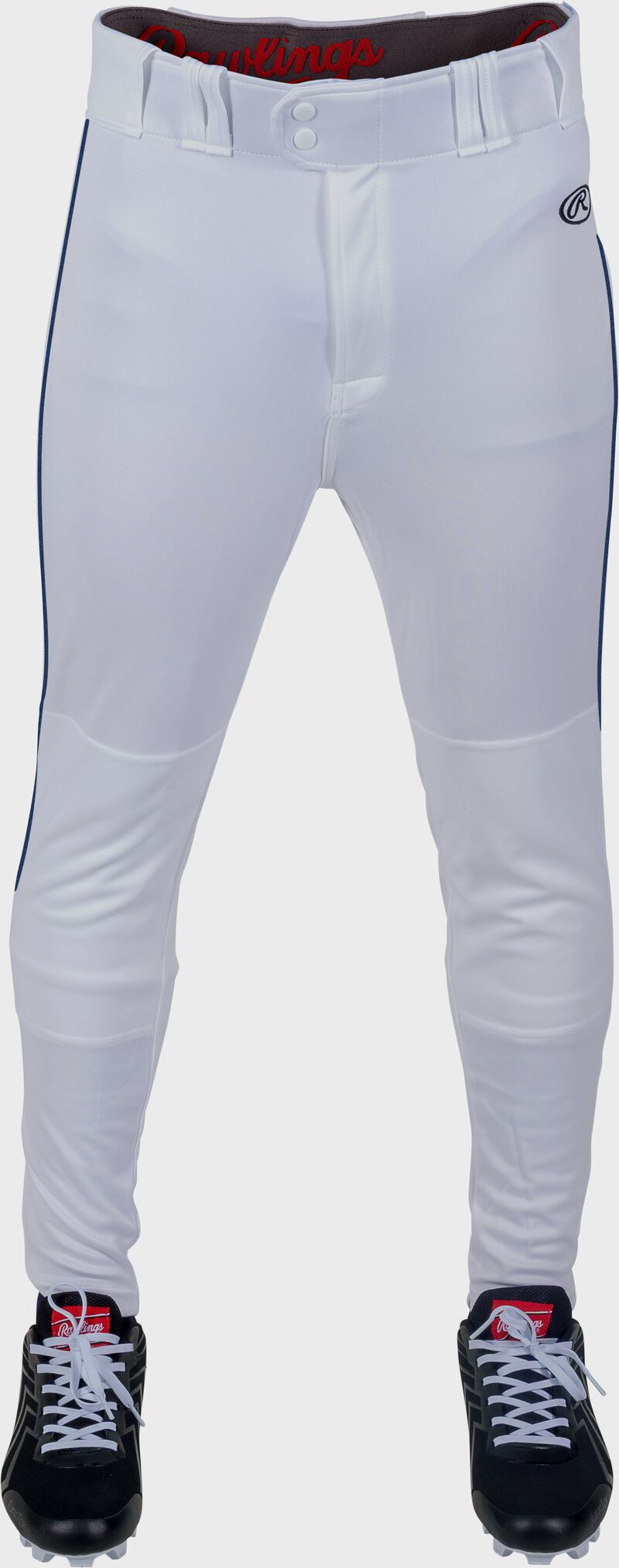 Rawlings Youth Launch Piped Pro Taper Fit Pant  - Medium - White/Navy